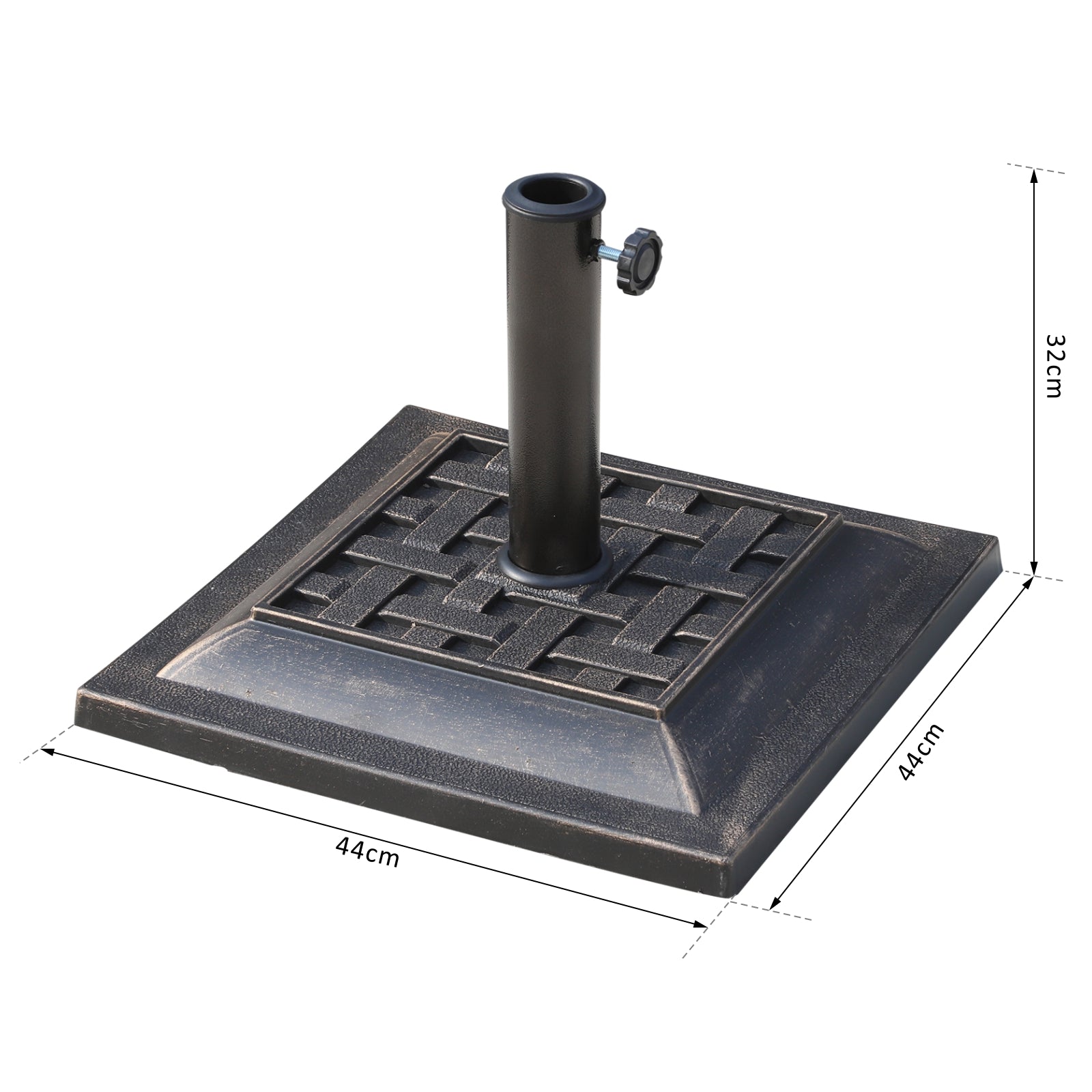 Umbrella Stand Polyester Resin 9kg Umbrella Base for Umbrella Pole of 38mm/48mm Diameter Stand for Garden, Balcony, Bronze