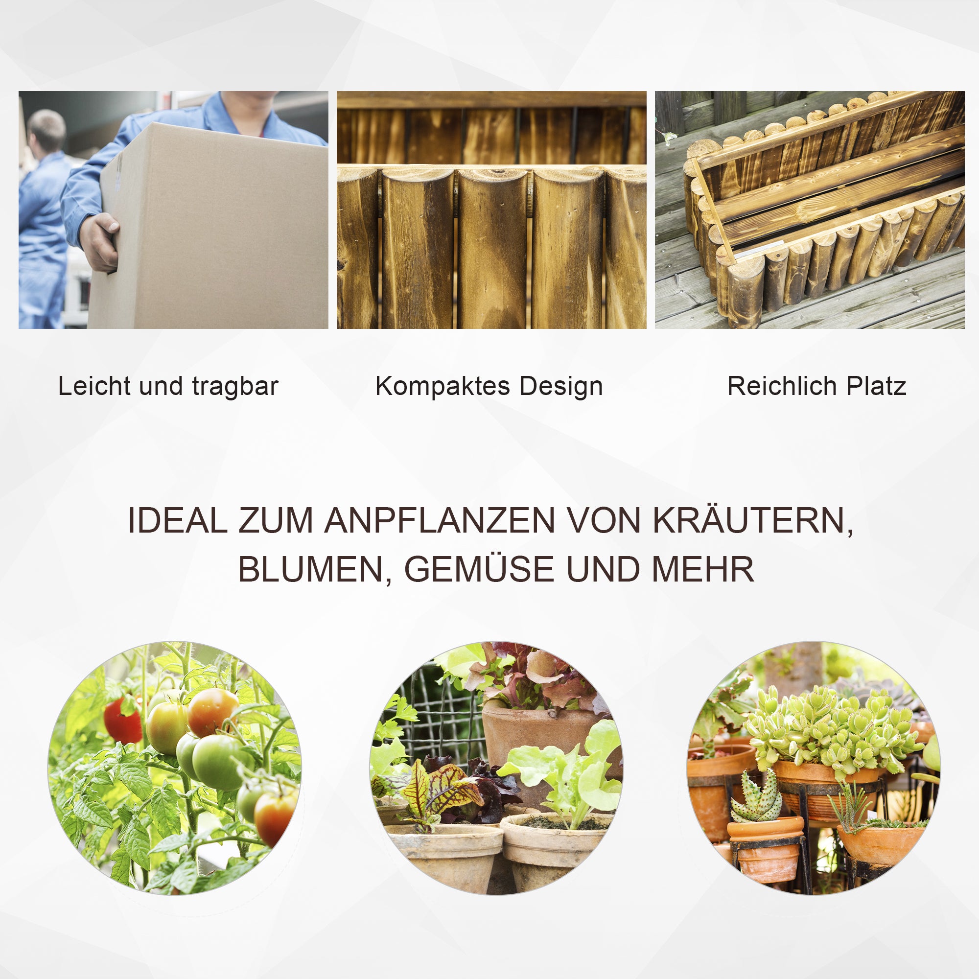 Raised Bed Planting Box Herb Bed Plant Bed Vegetable Flower Bed Flower Box, Pine Wood 78x35x30 cm