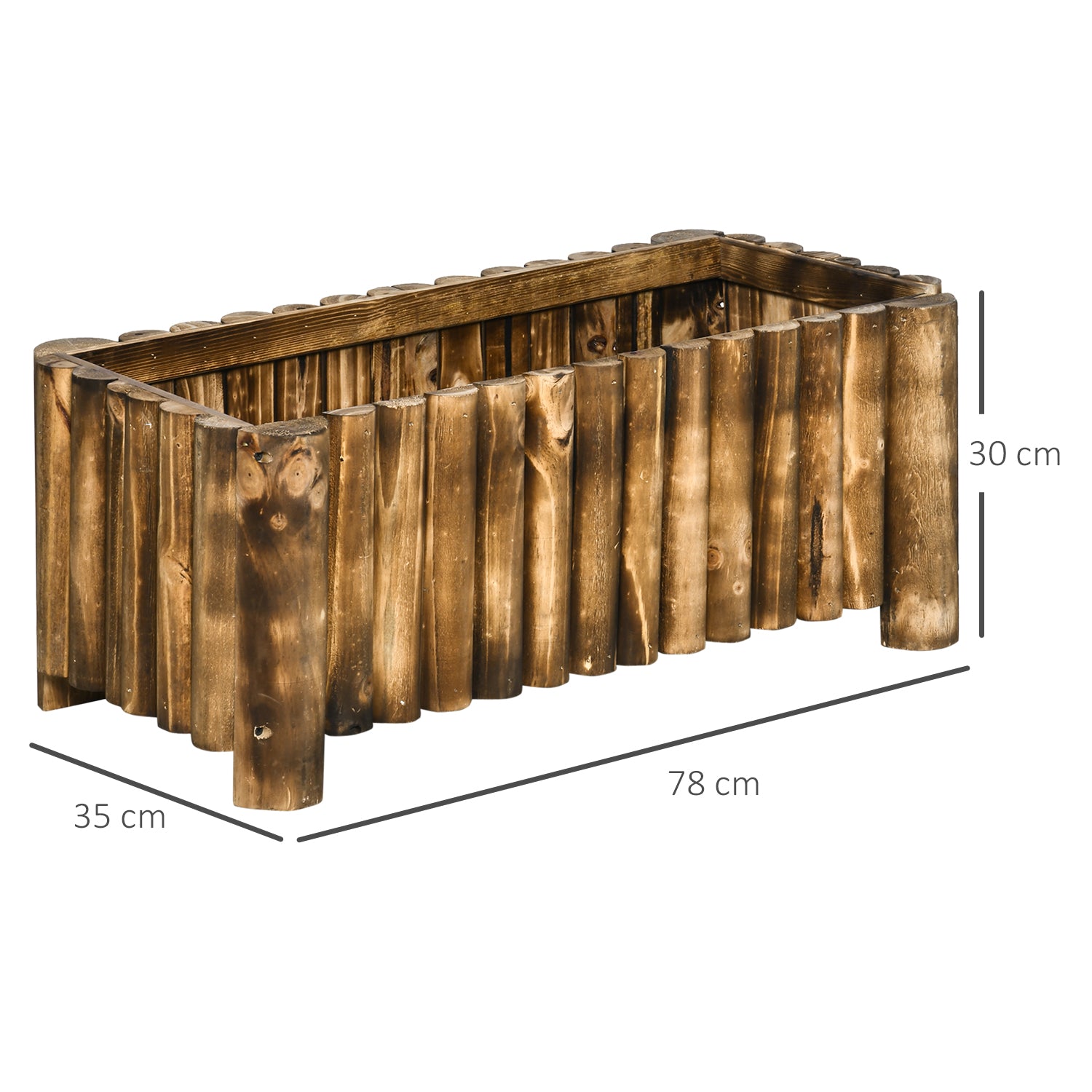 Raised Bed Planting Box Herb Bed Plant Bed Vegetable Flower Bed Flower Box, Pine Wood 78x35x30 cm