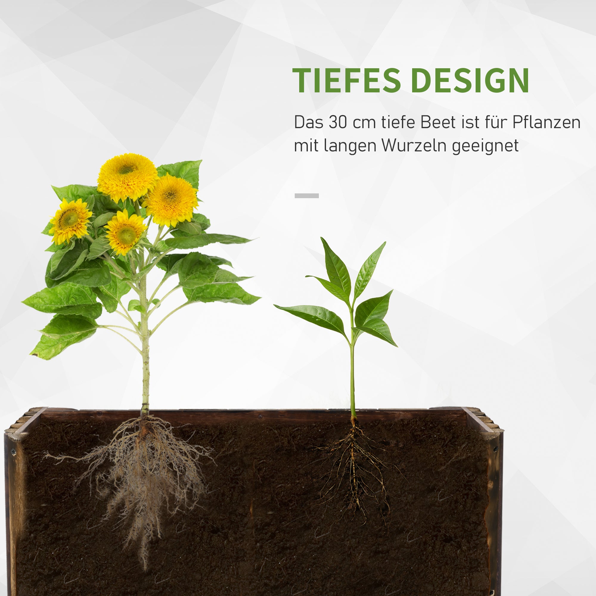 Raised Bed Planting Box Herb Bed Plant Bed Vegetable Flower Bed Flower Box, Pine Wood 78x35x30 cm