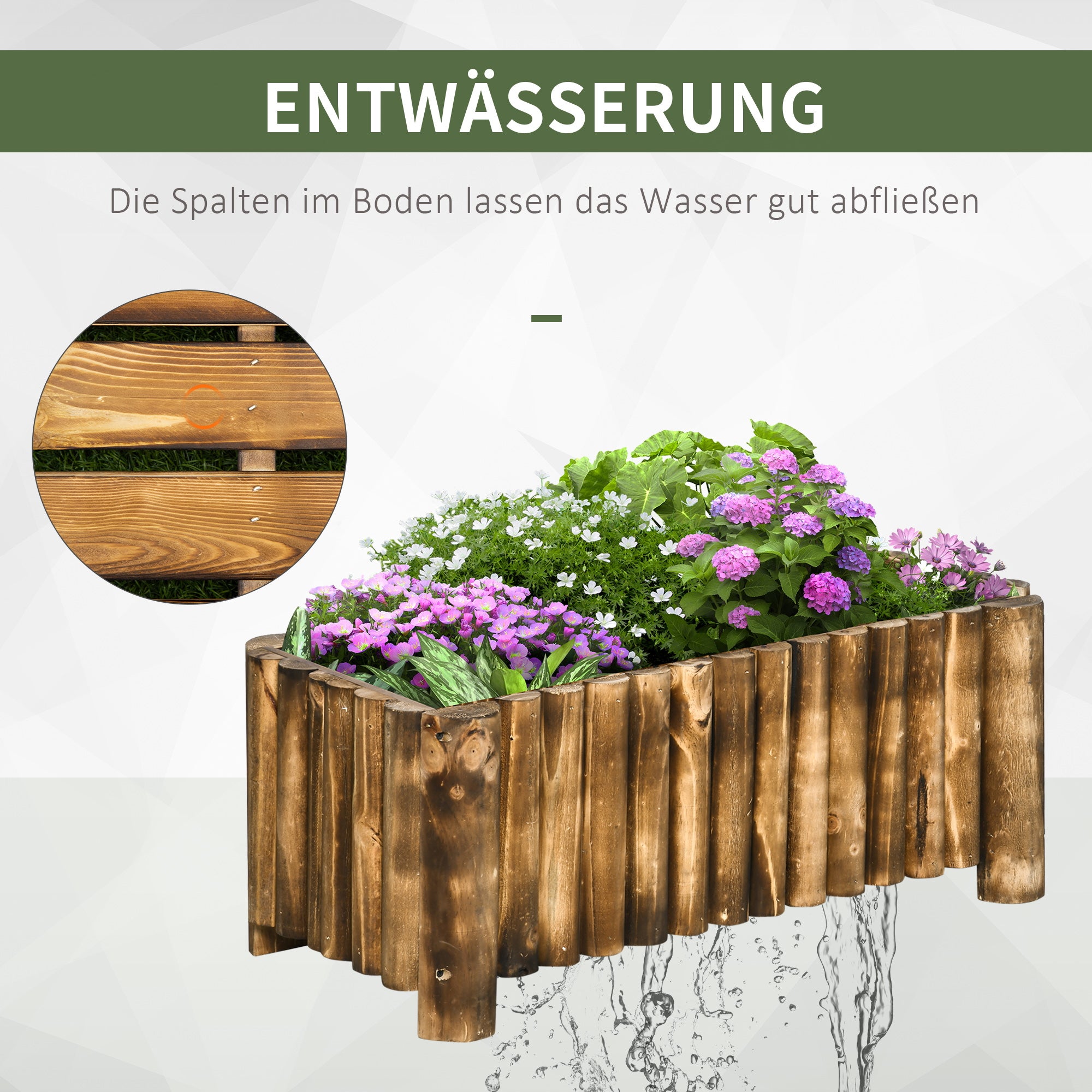 Raised Bed Planting Box Herb Bed Plant Bed Vegetable Flower Bed Flower Box, Pine Wood 78x35x30 cm