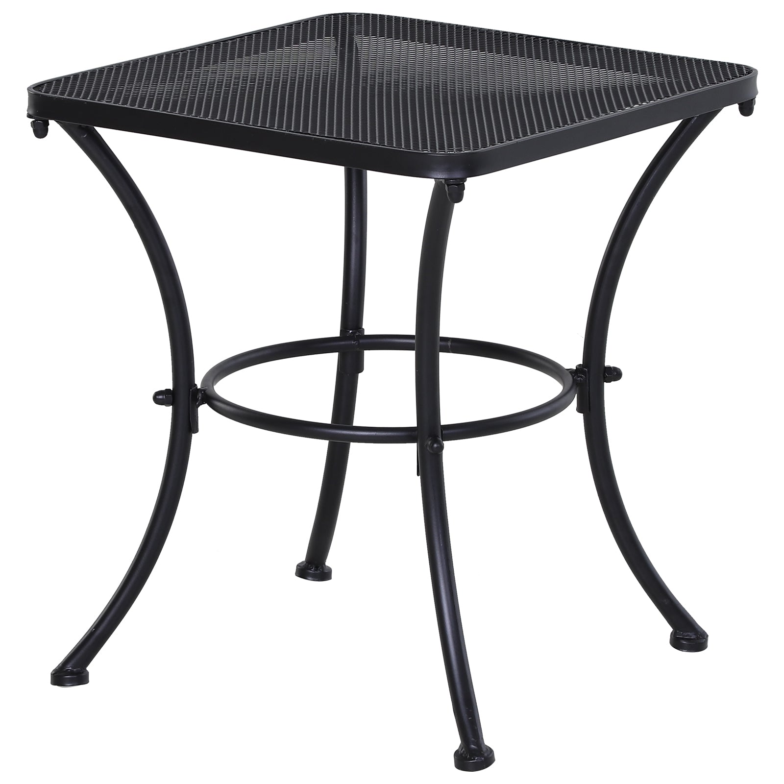 Side Table Garden Table 45 x 45 x 50 cm Rectangular Weatherproof Mesh-Style Balcony Table Metal Camping Table Coffee Table for Living Room Office Outdoor Indoor Black