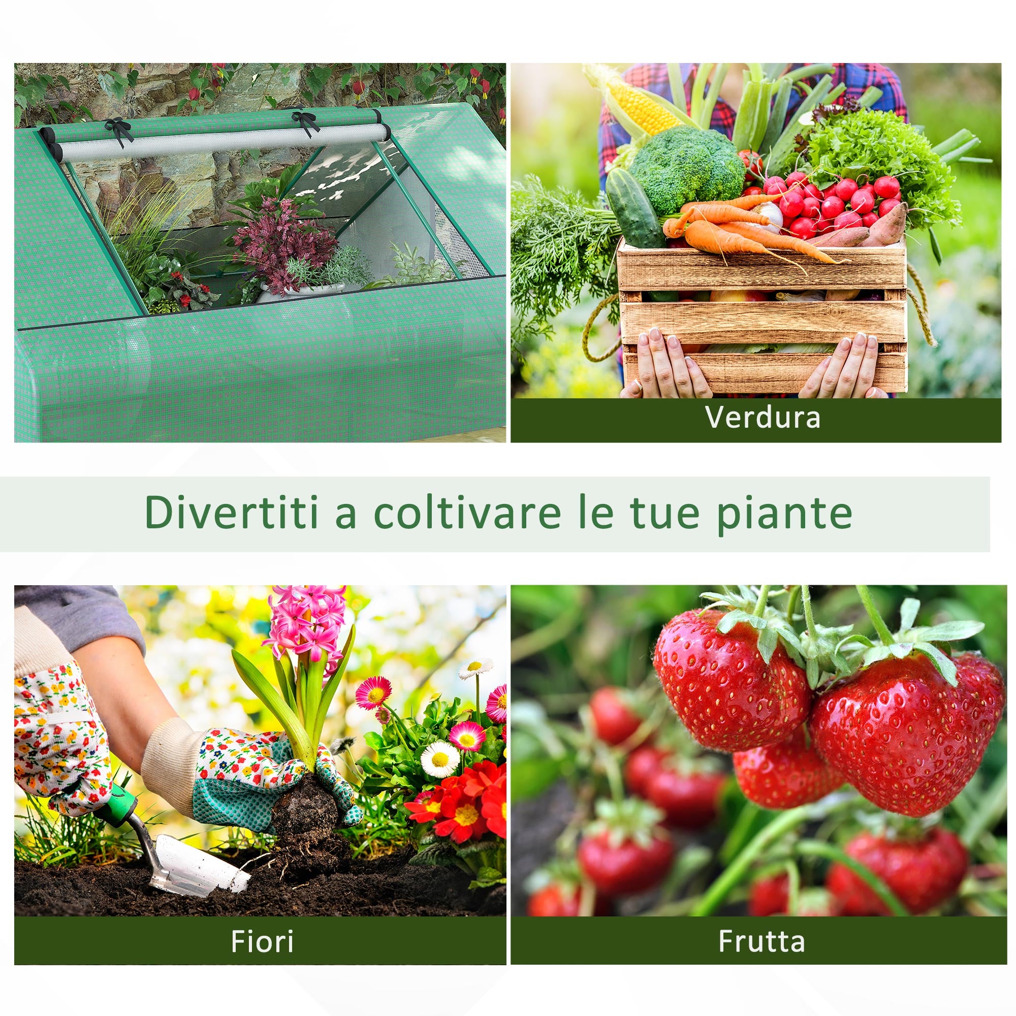 Rectangular Garden Steel Greenhouse with PE Cover, Roll-Up Doors and Windows, 180x140x80cm, Dark Green