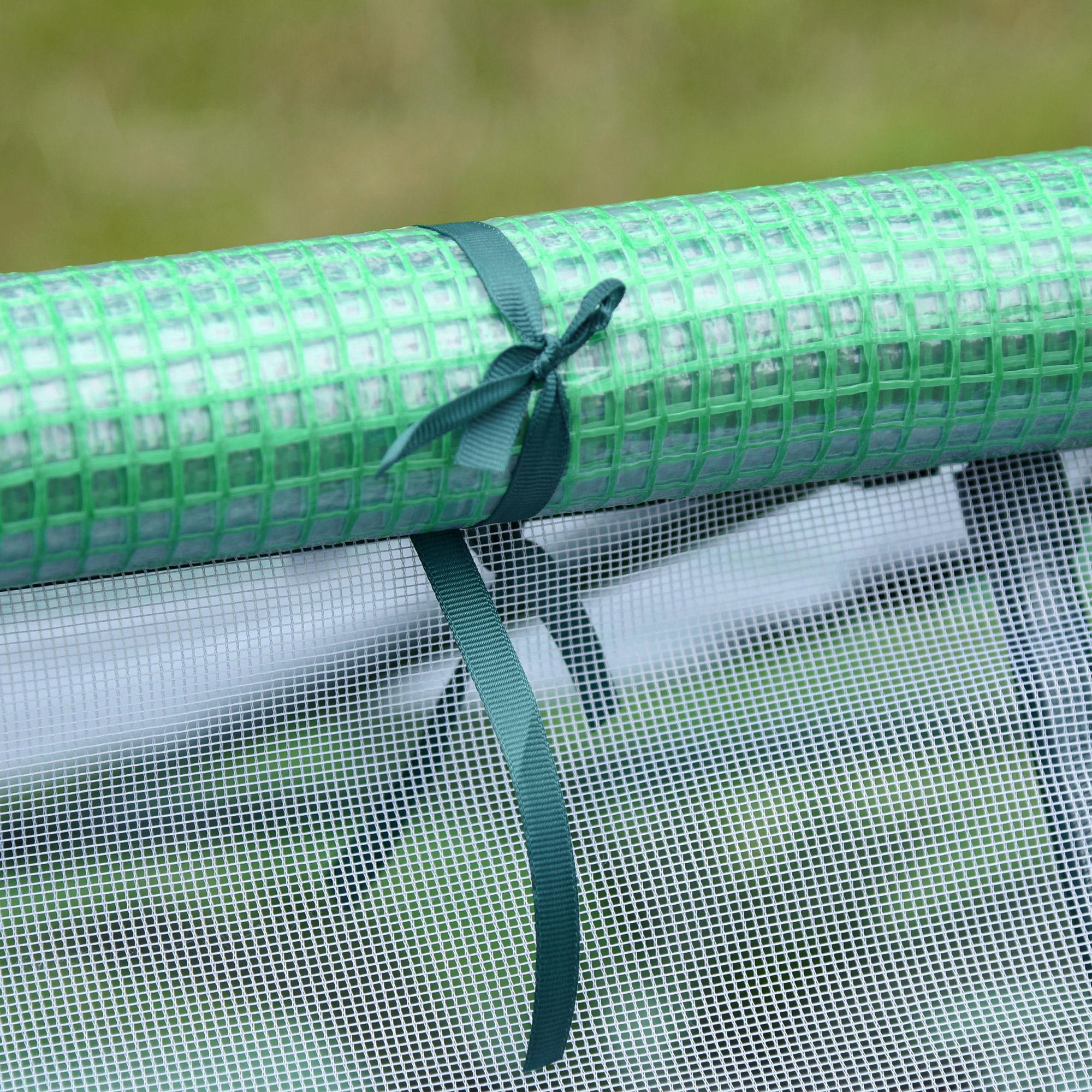 Rectangular Garden Steel Greenhouse with PE Cover, Roll-Up Doors and Windows, 180x140x80cm, Dark Green