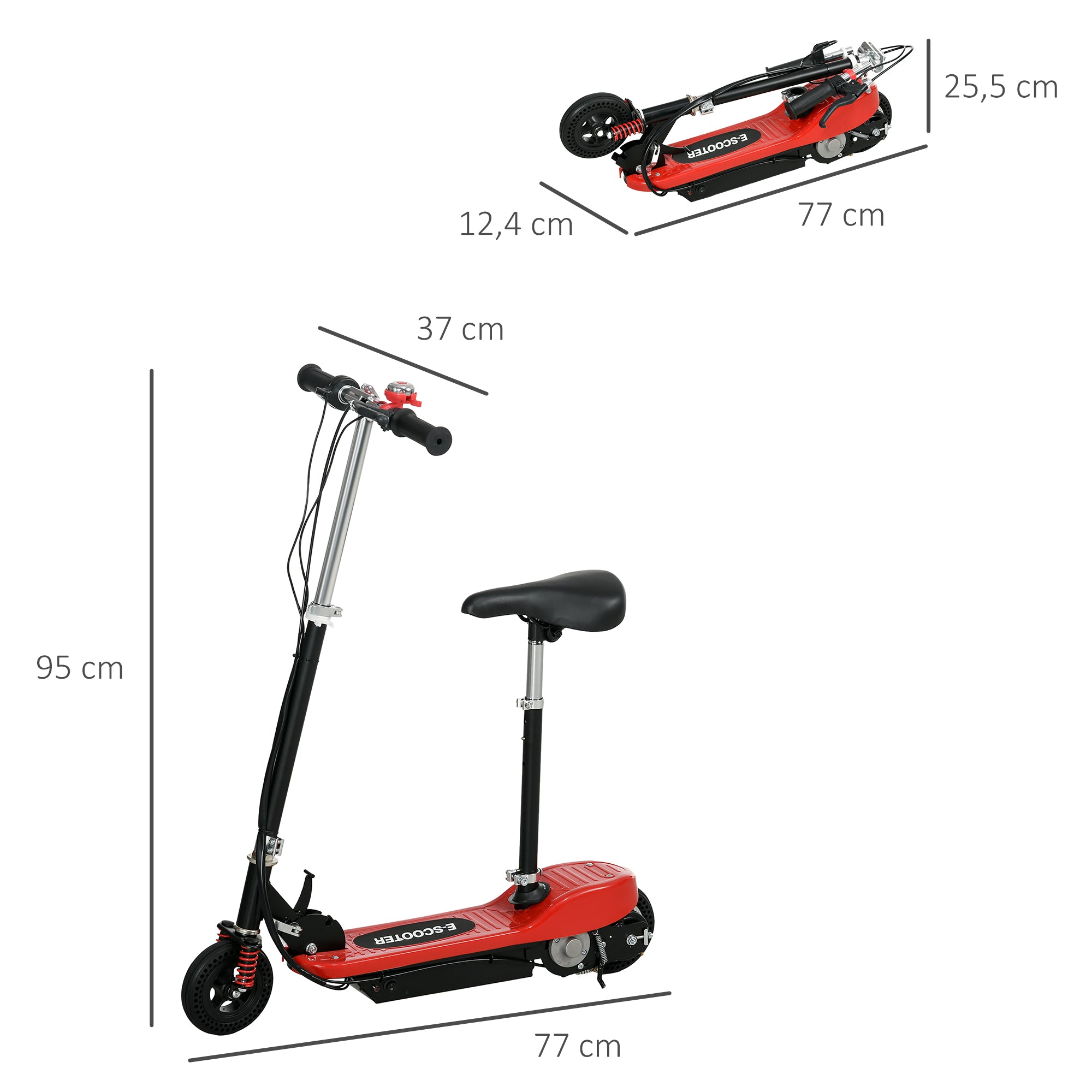 120 W Foldable Electric Scooter for Kids 7-14 Years Old, Max 15 Km/h, 2 Wheels Red