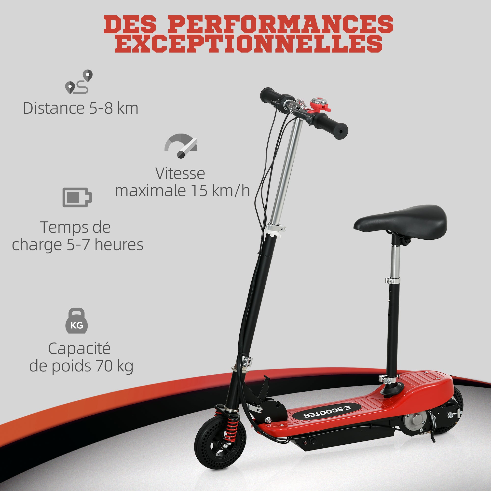 120 W Foldable Electric Scooter for Kids 7-14 Years Old, Max 15 Km/h, 2 Wheels Red