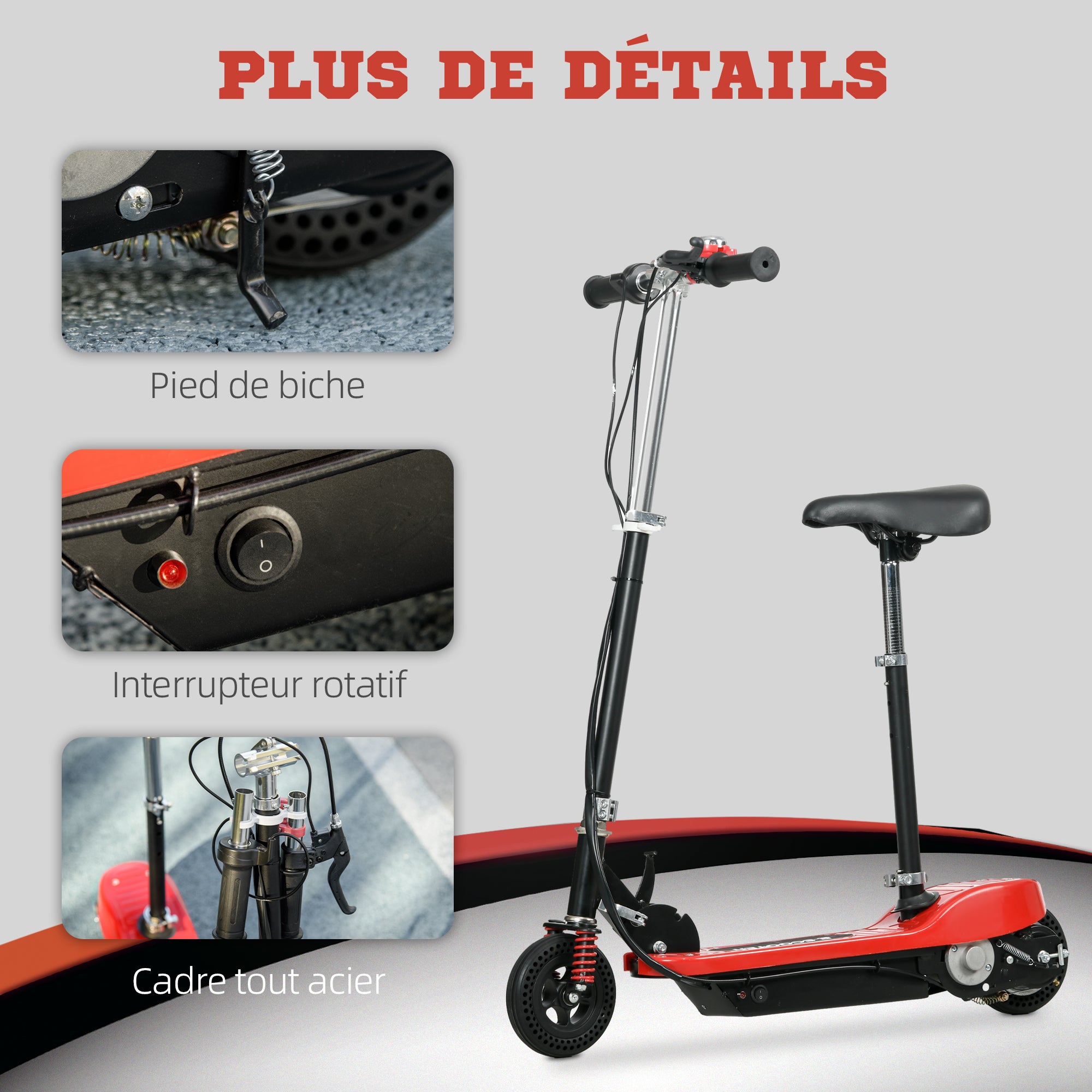 120 W Foldable Electric Scooter for Kids 7-14 Years Old, Max 15 Km/h, 2 Wheels Red