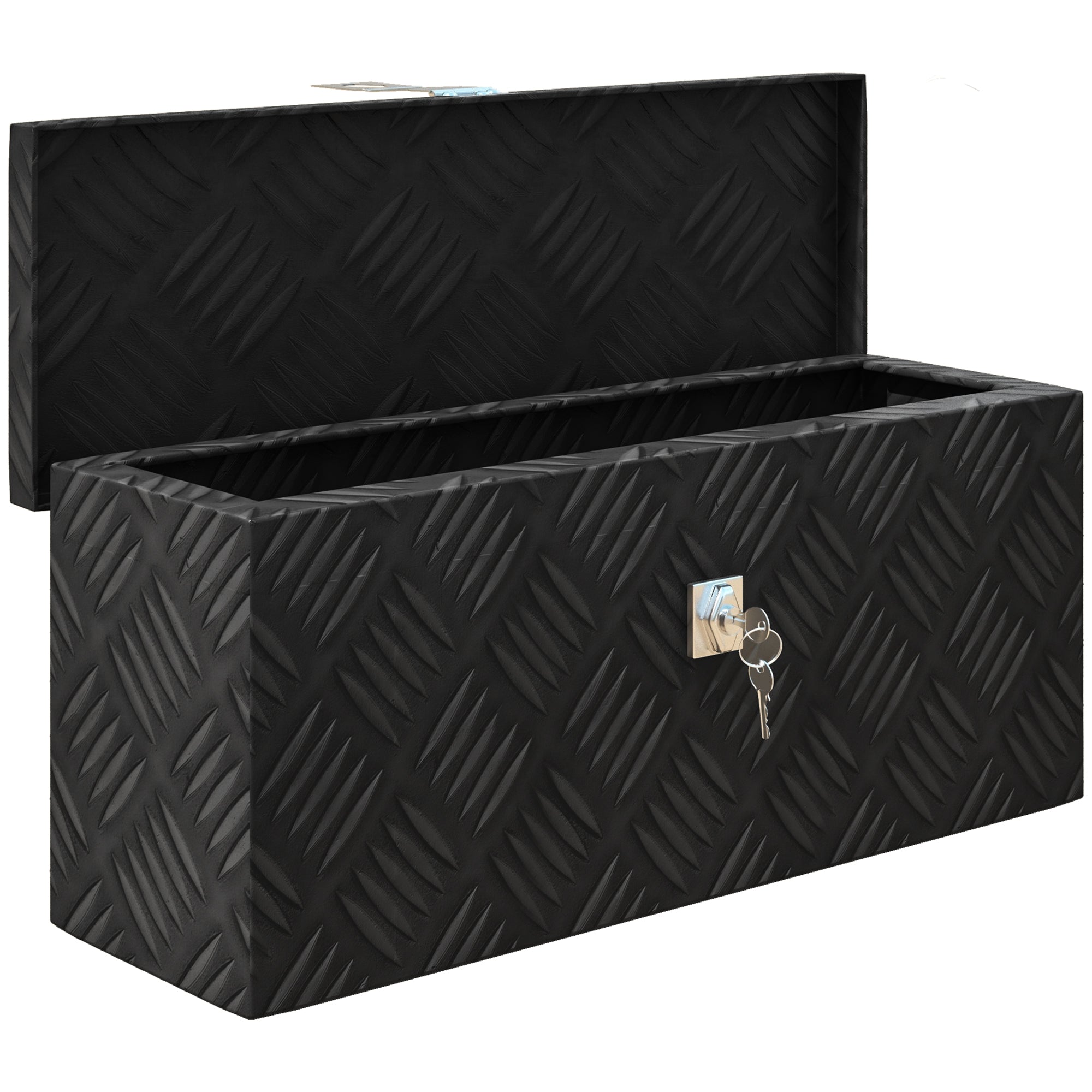 Storage Box - Aluminum Toolbox - Aluminum Tool Case with Key Lock 50L x 15.5W x 20.5H cm - Black