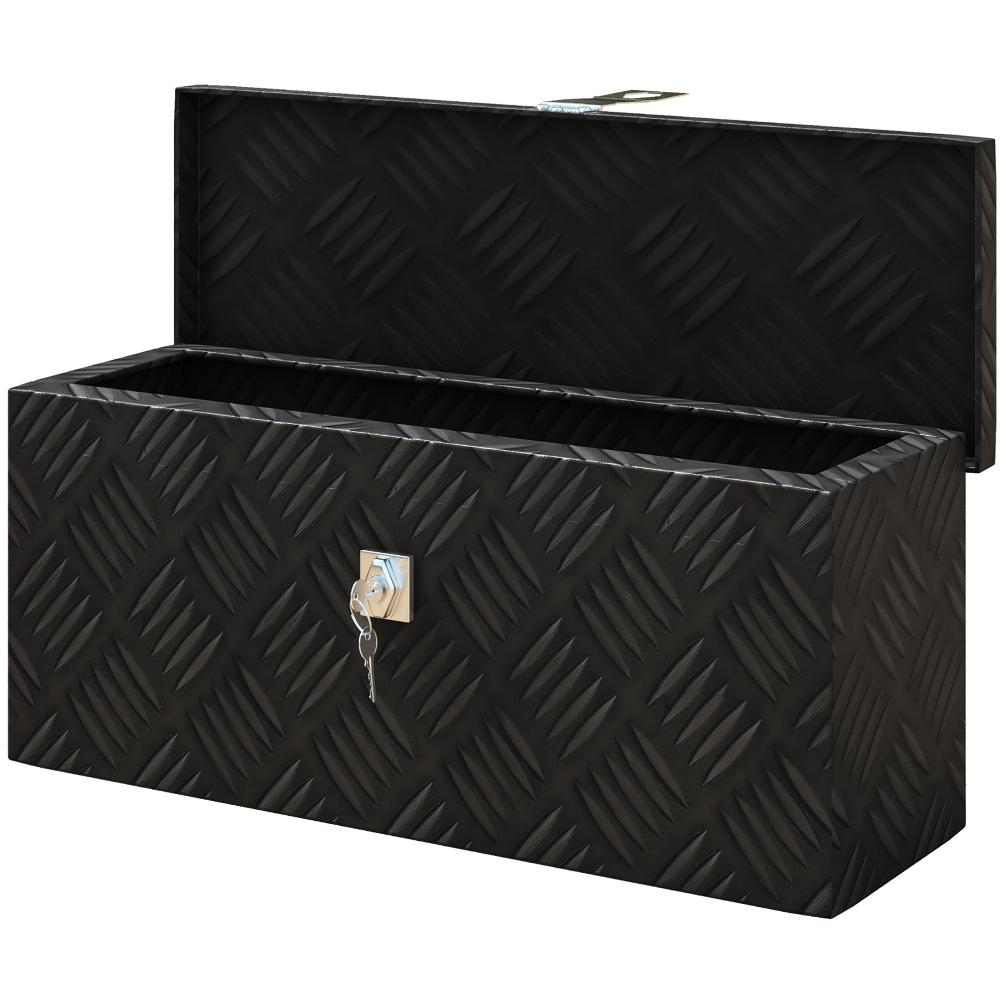 Storage Box - Aluminum Toolbox - Aluminum Tool Case with Key Lock 50L x 15.5W x 20.5H cm - Black