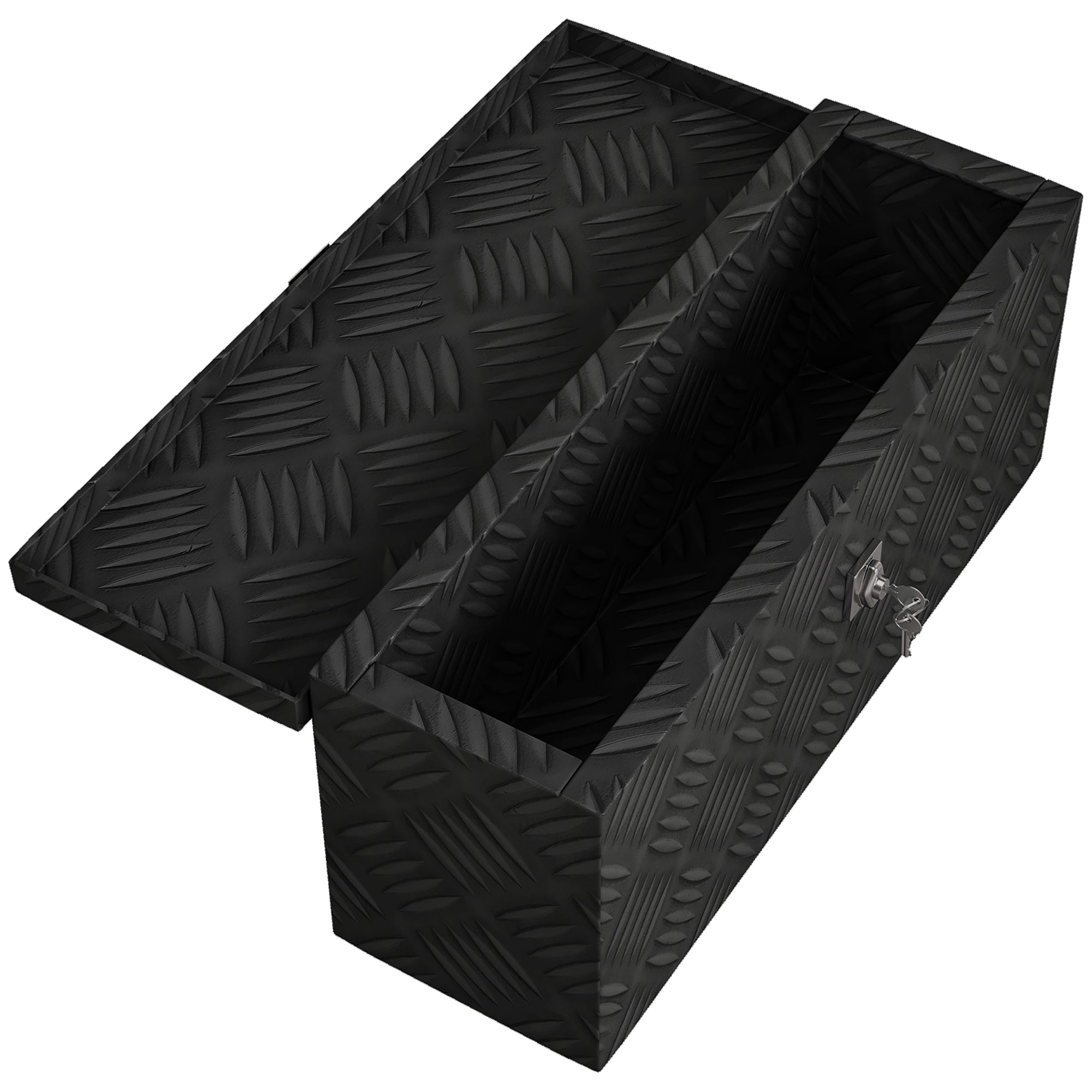 Storage Box - Aluminum Toolbox - Aluminum Tool Case with Key Lock 50L x 15.5W x 20.5H cm - Black
