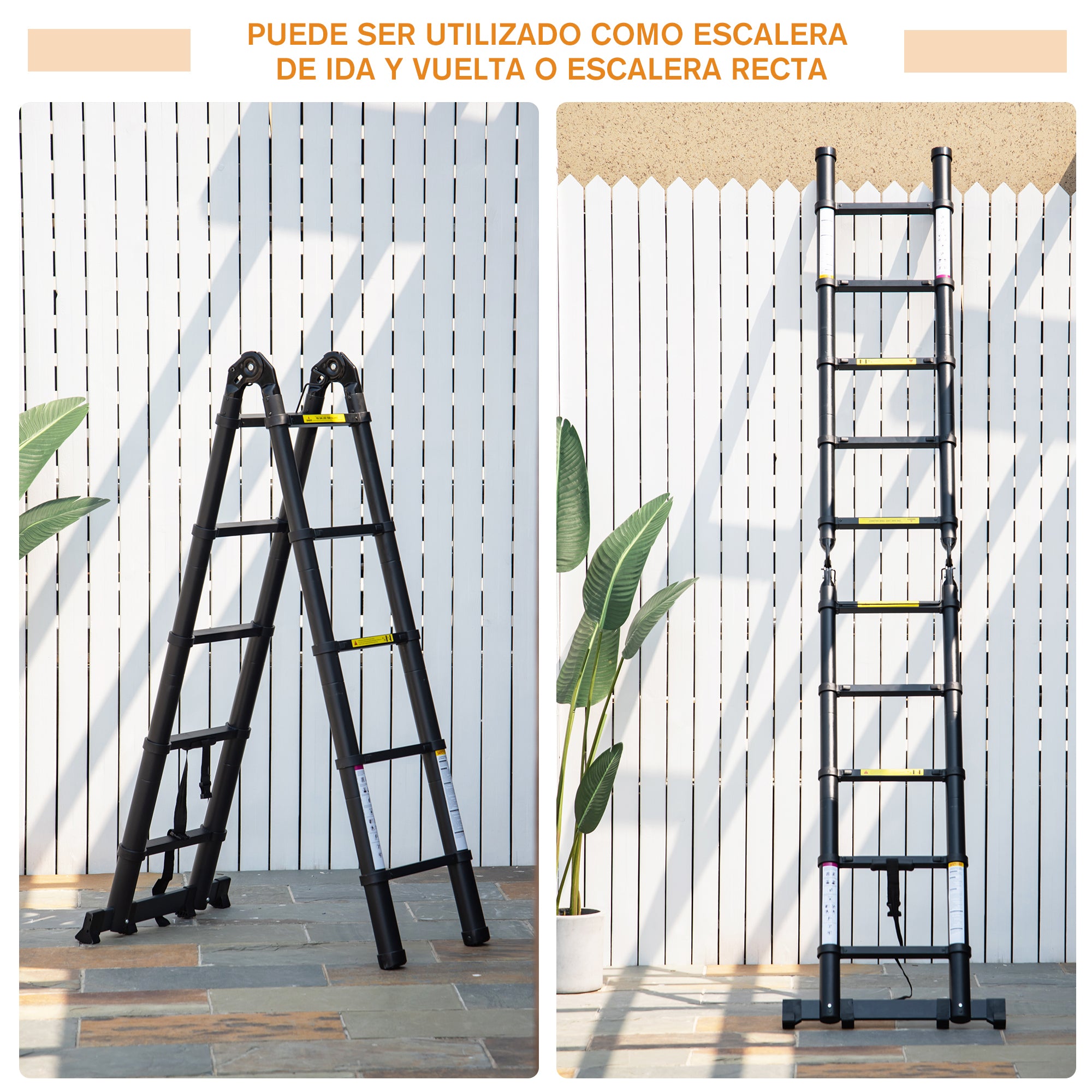 Telescopic Folding Multifunctional Stable A Frame Portable 10-Step Ladder 3 Ways Supports 150 kg Aluminum 320x67x7 cm Black