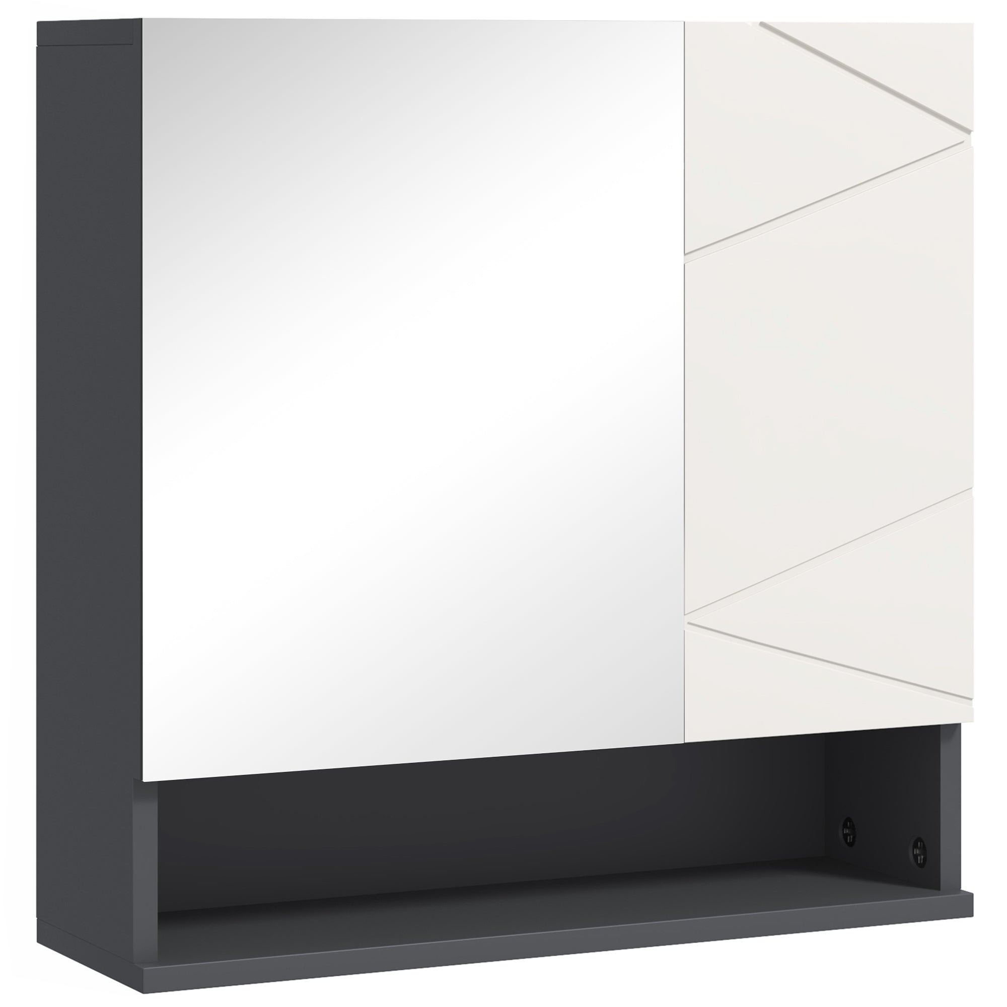 Bathroom Mirror Cabinet, Bathroom Cabinet with Mirror, Wall Cabinet with Adjustable Shelf, Open Compartment, Anti-Fog Feature, Wall Cabinet 55x17x55cm Gray