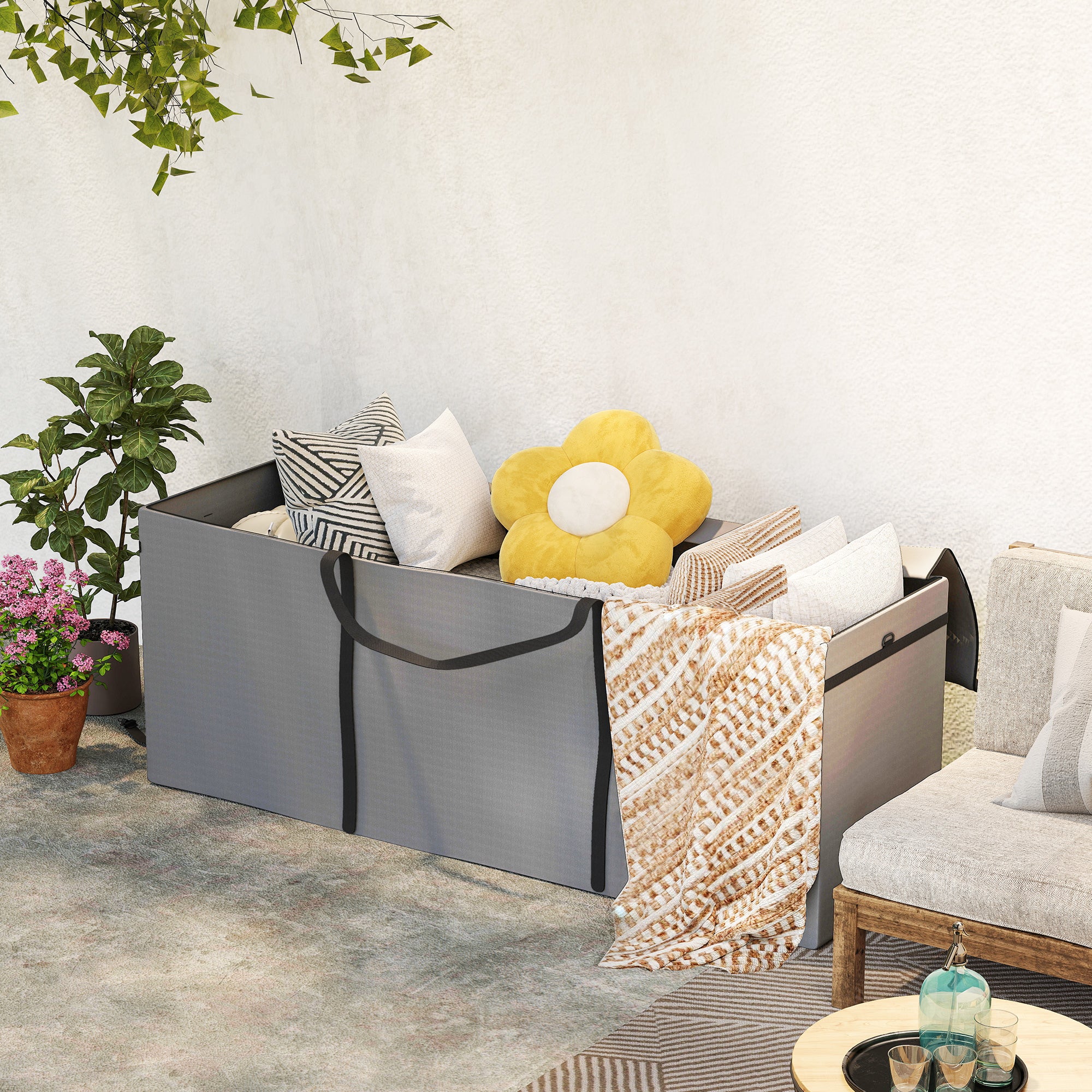 Garden Cushion Storage Bag, Protective Cover, Cushion Bag with Zipper Handle, UV Resistant Waterproof 600D Oxford, for Christmas Tree Cushion Covers Light Gray 200x60x75 cm