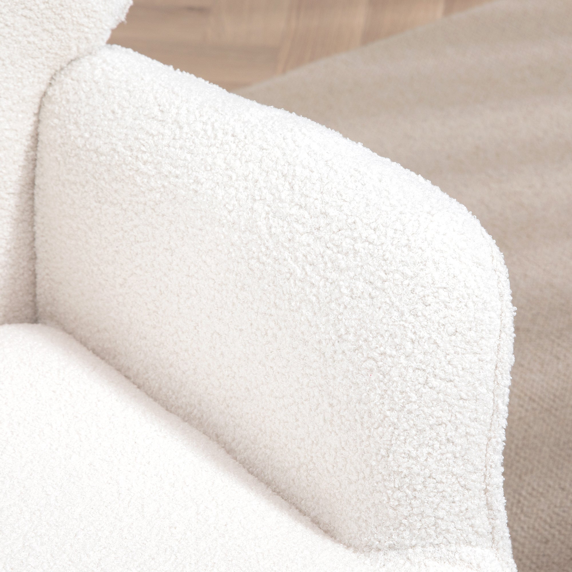 Wingback Armchair Upholstered Lounge Chair with Armrest, Metal Legs, Modern-Style Chair for Living Room, Bedroom, Cream White