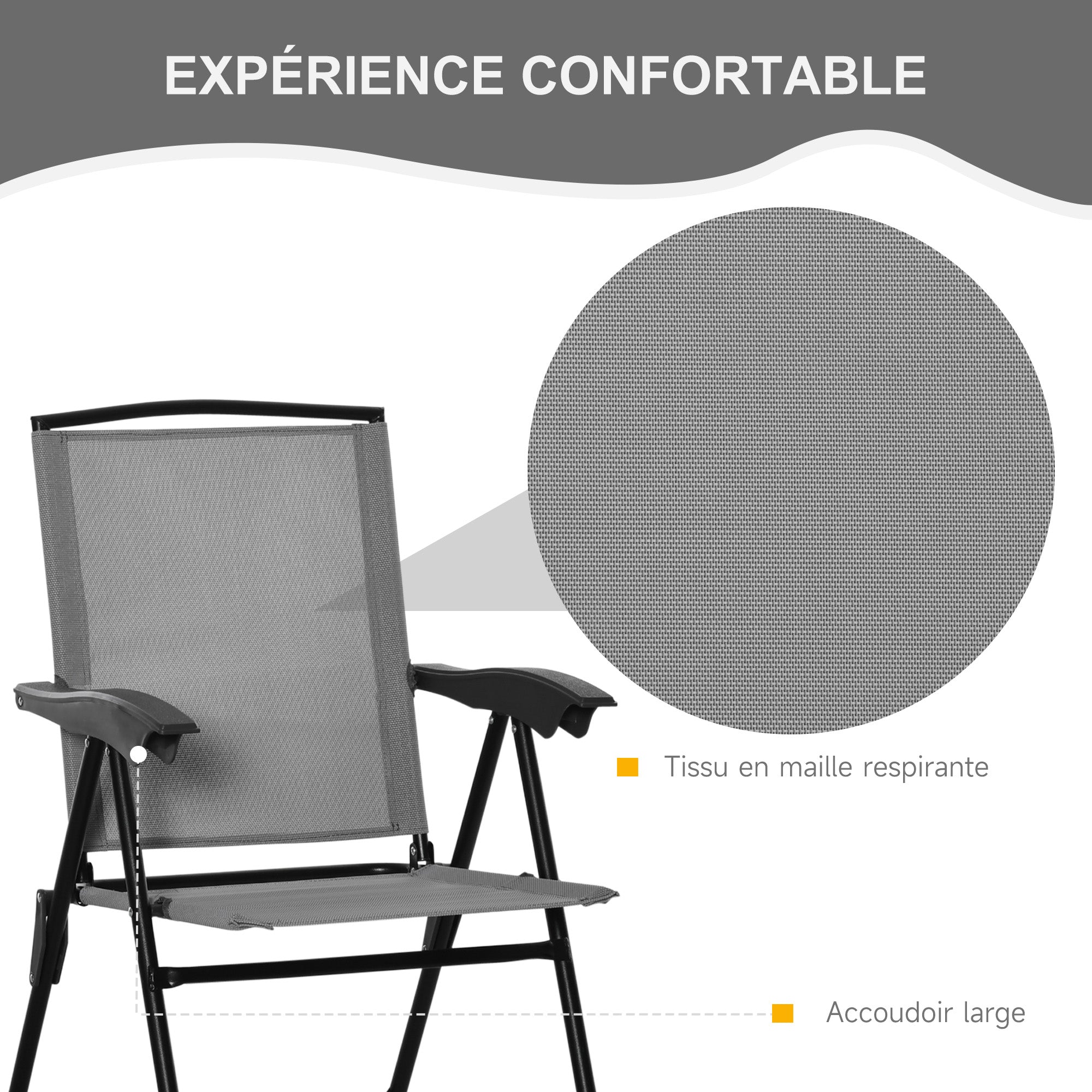 3-Piece Garden Set 2 Reclining Chairs Multi-Position Foldable + Round Table Tempered Glass Metal Textilene Gray