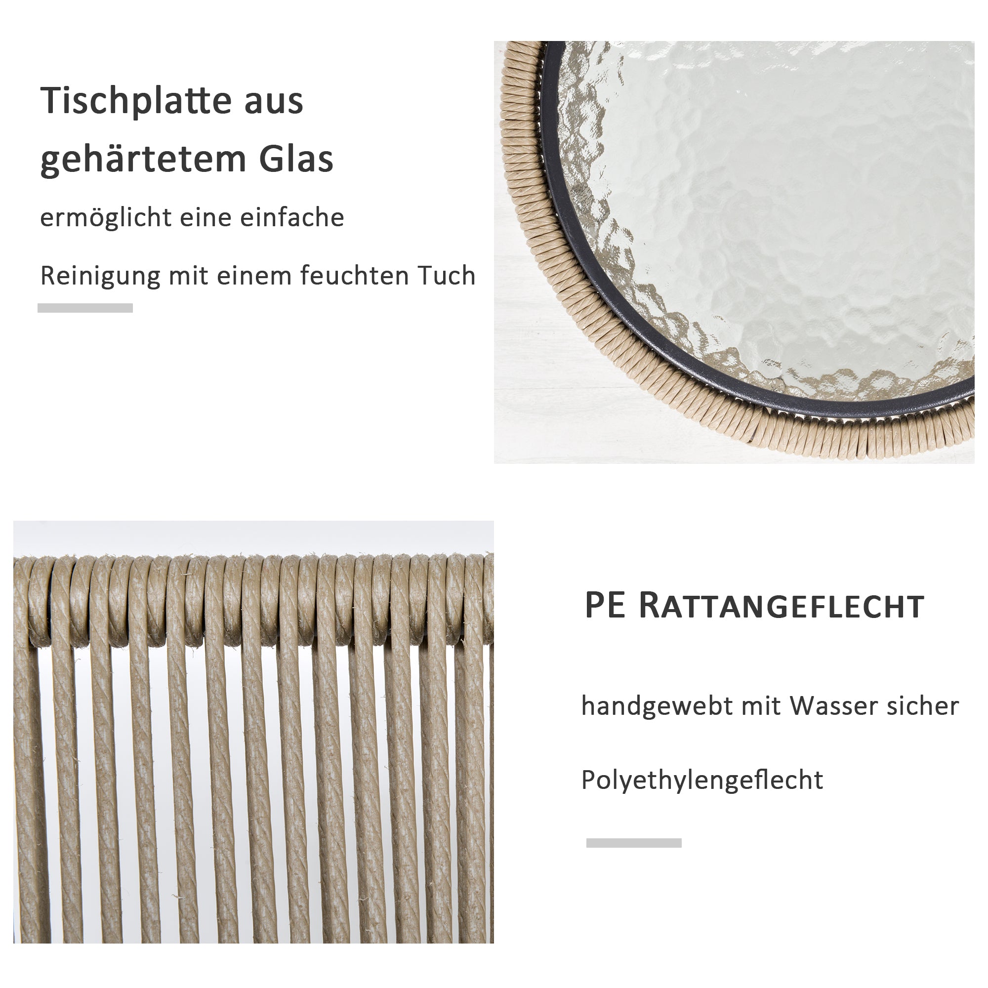 Poly Rattan Garden Furniture Set, Outdoor Balcony Furniture for 2 People, 3-piece Garden Furniture with 2 Chairs, Table Seat Cushions, Weatherproof Seating Group for Garden, Terrace Balcony, Gray