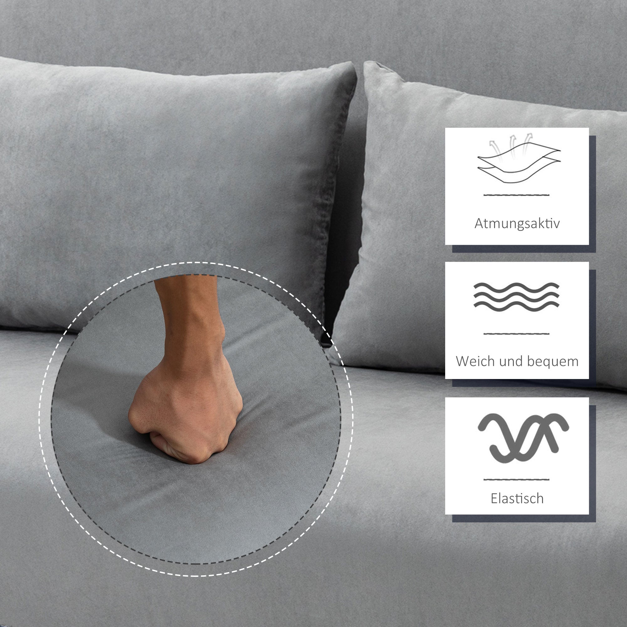 Sleeper Sofa Bed with Adjustable Backrest, Throw Pillows, Sofa Bed with Sleeping Function, Velvet Look, Armrest, Guest Bed, Folding Chair for Living Room, Bedroom, Light Grey