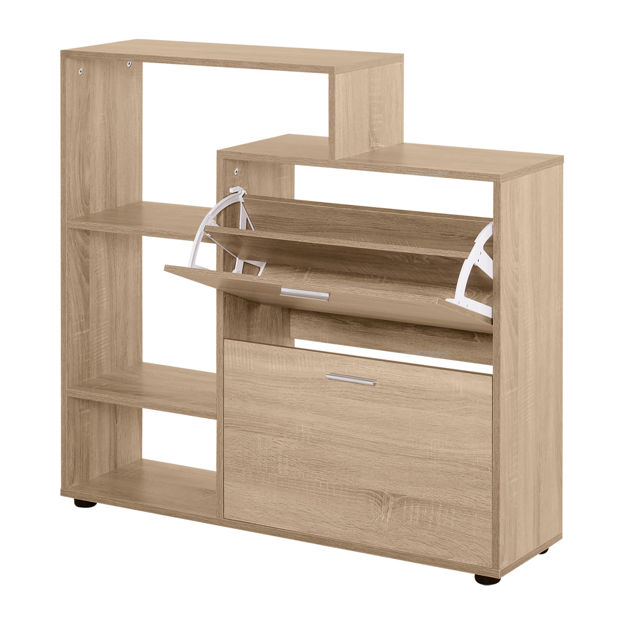 Wooden Shoe Rack with Shelf and Cubes Shoe Cabinet for Entryway Hallway Shoe Organizer Multifunctional Shoe Storage Cabinet 101.5x25.5x98cm