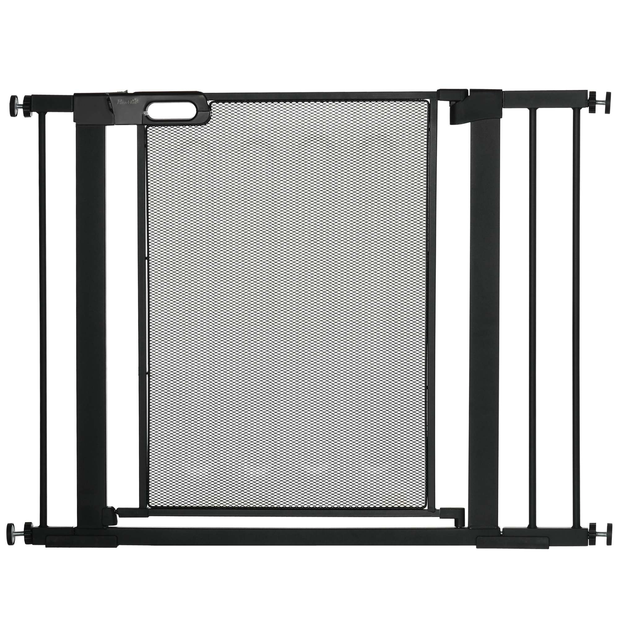 Dog Door Guard, Stair Gate, Dog Guard without Drilling, 75-103 cm Width Barrier, Auto-Close, for Children, Cats, Steel, Black