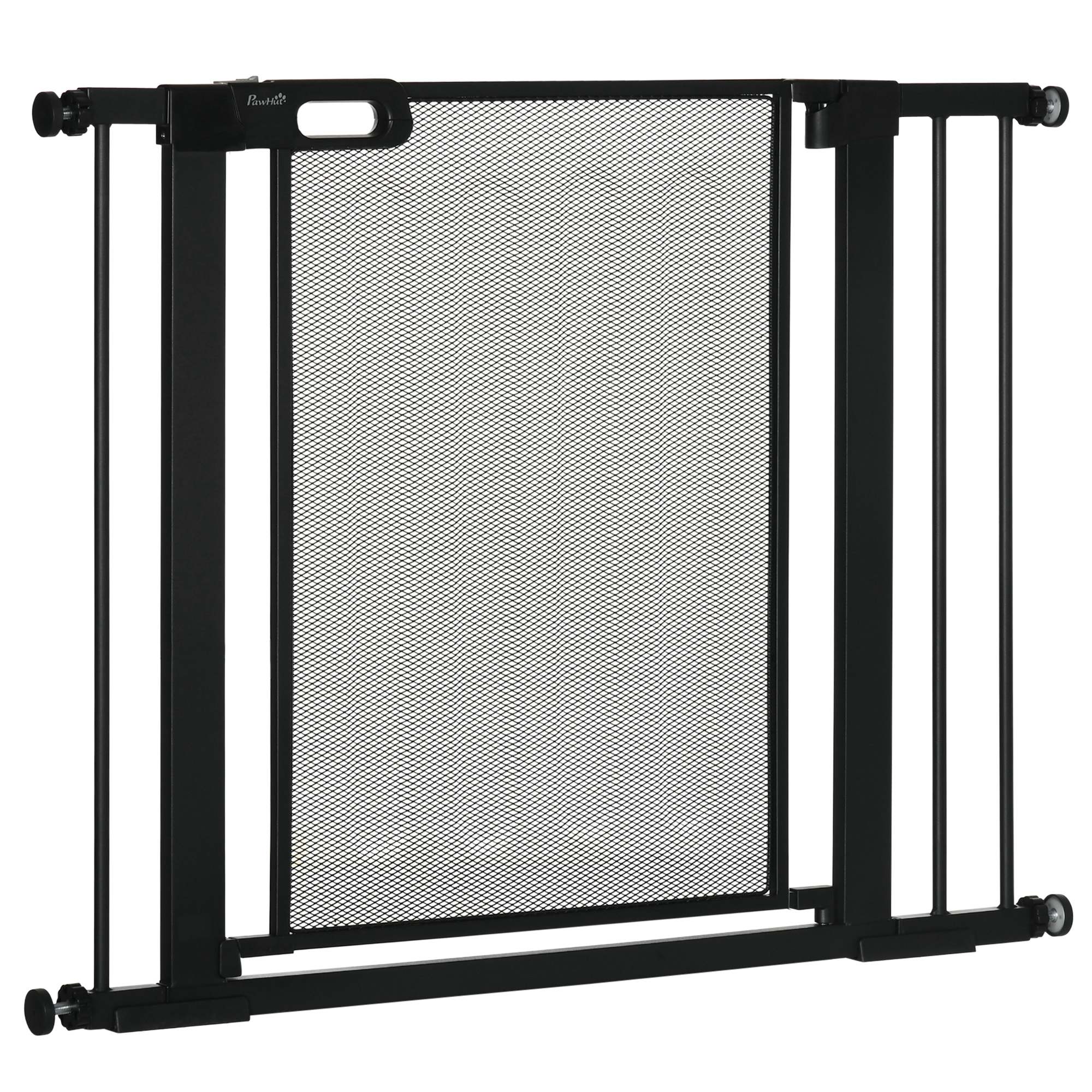 Dog Door Guard, Stair Gate, Dog Guard without Drilling, 75-103 cm Width Barrier, Auto-Close, for Children, Cats, Steel, Black
