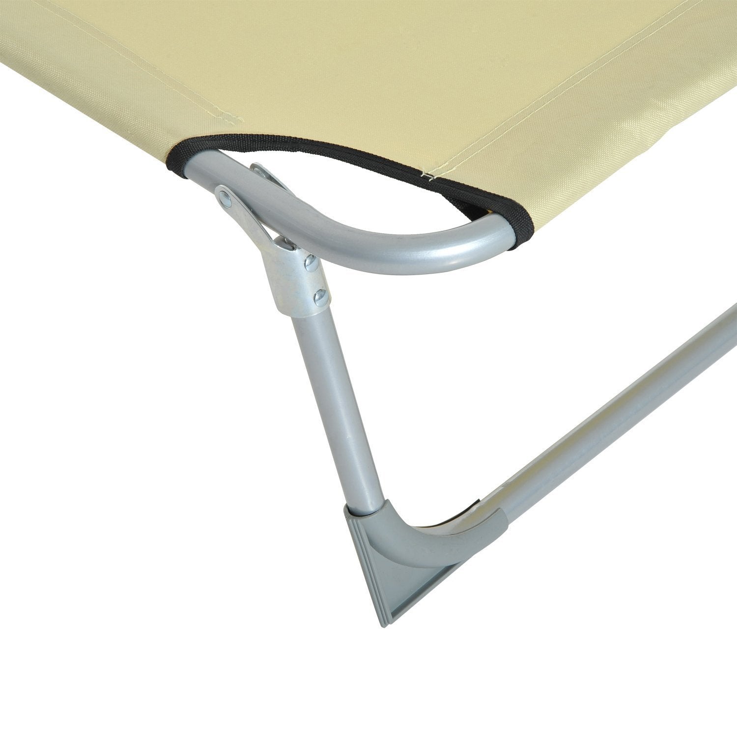 Folding Camping Bed Lounge Chair with 4-Level Adjustable Backrest 120kg Weight Capacity for Beach Garden Pool Hiking 187x58x28 cm Beige