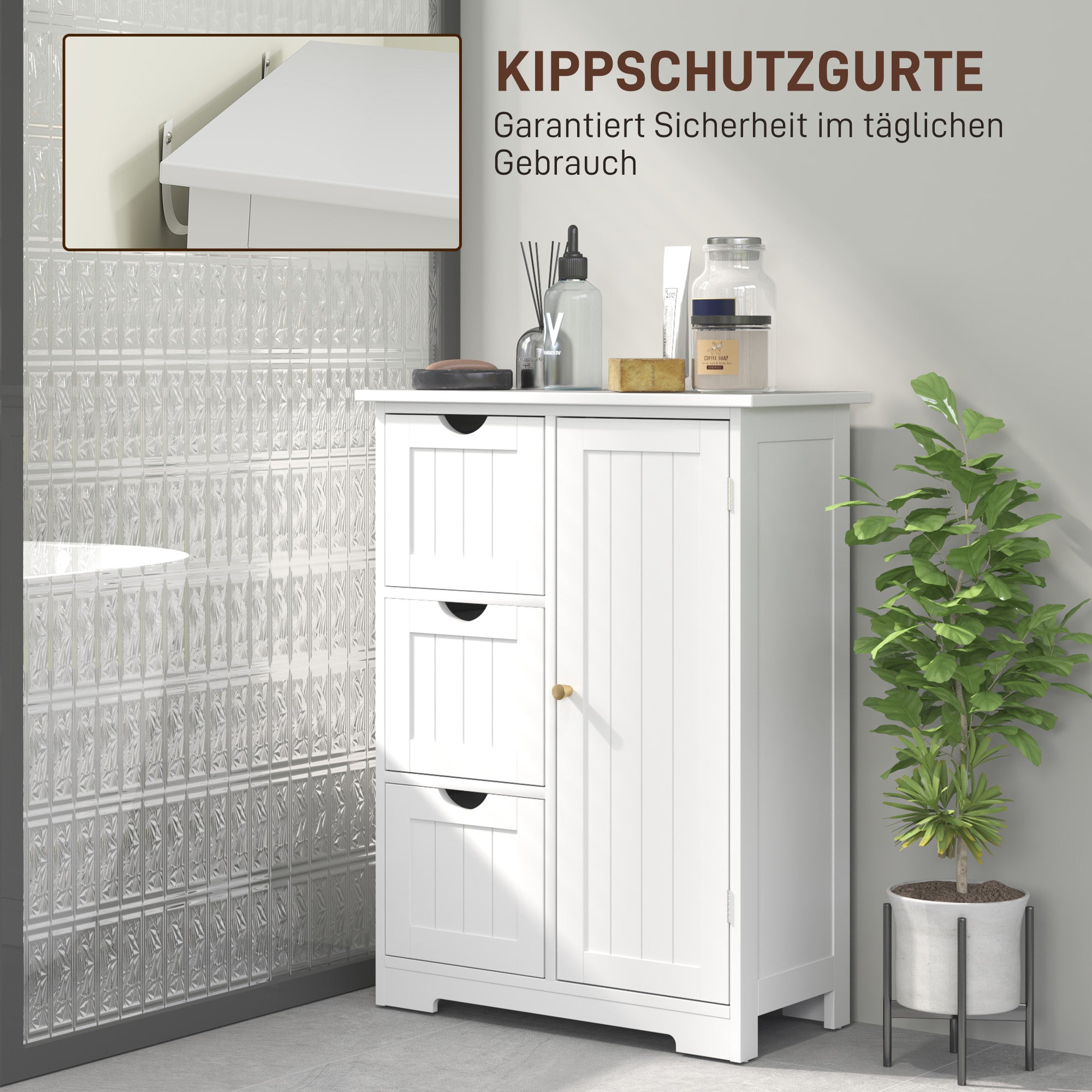 Bathroom Cabinet Narrow Bathroom Cabinet with Drawer, Adjustable Shelves, and Cabinet, Toilet Cabinet Side Cabinet Niche Cabinet for Bathroom, Small Spaces, 60 x 30 x 80 cm White