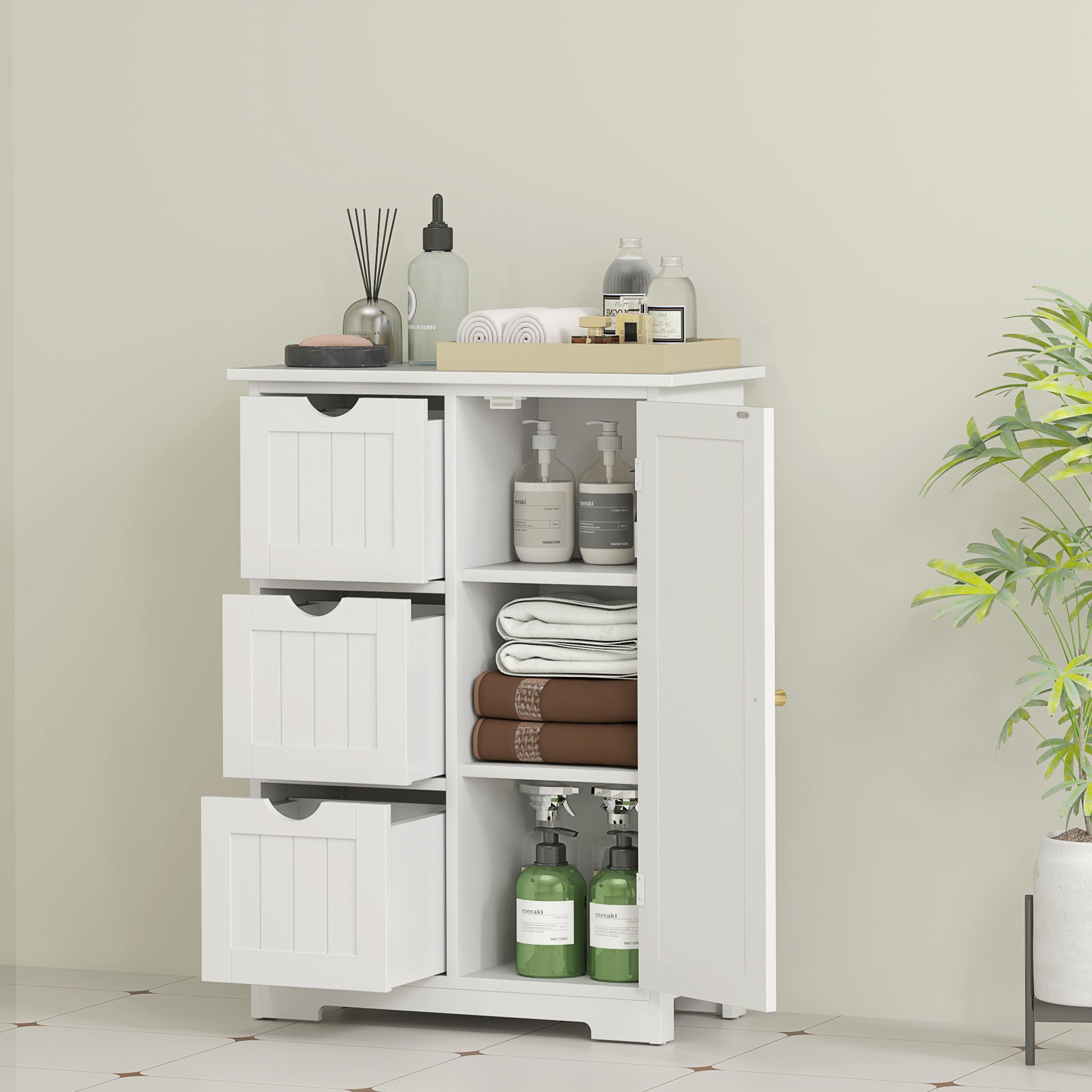 Bathroom Cabinet Narrow Bathroom Cabinet with Drawer, Adjustable Shelves, and Cabinet, Toilet Cabinet Side Cabinet Niche Cabinet for Bathroom, Small Spaces, 60 x 30 x 80 cm White