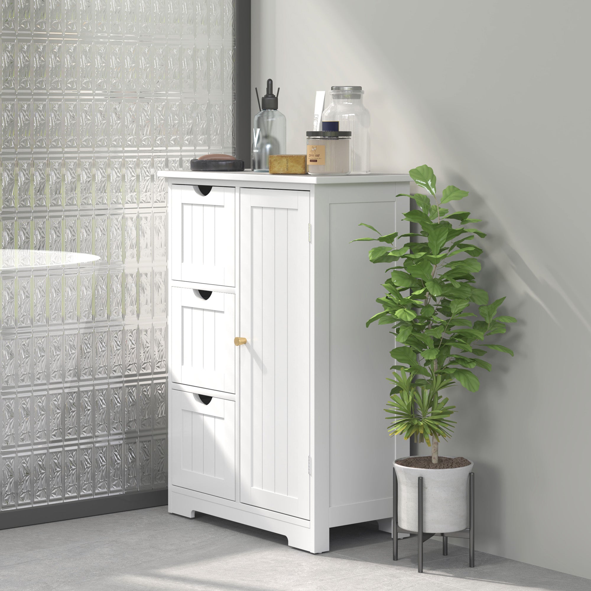 Bathroom Cabinet Narrow Bathroom Cabinet with Drawer, Adjustable Shelves, and Cabinet, Toilet Cabinet Side Cabinet Niche Cabinet for Bathroom, Small Spaces, 60 x 30 x 80 cm White