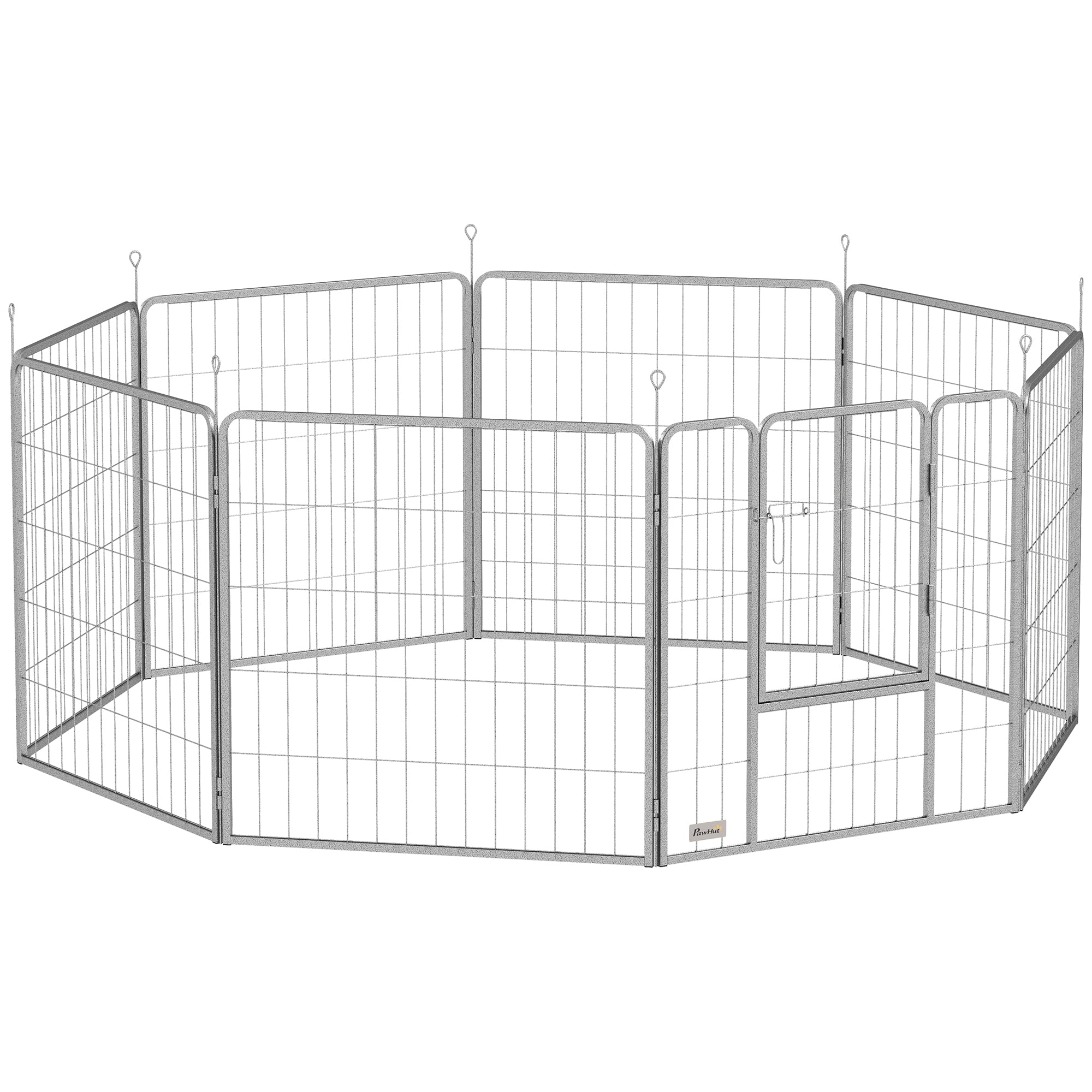Puppy Playpen 8-Piece Puppy Play Area with 8 Grid Panels Door Ground Stakes Flexible Tarp Outdoor Playpen 80 cm High Dog Pen Pet Playpen For Dog Cat Puppy Outdoor Playpen