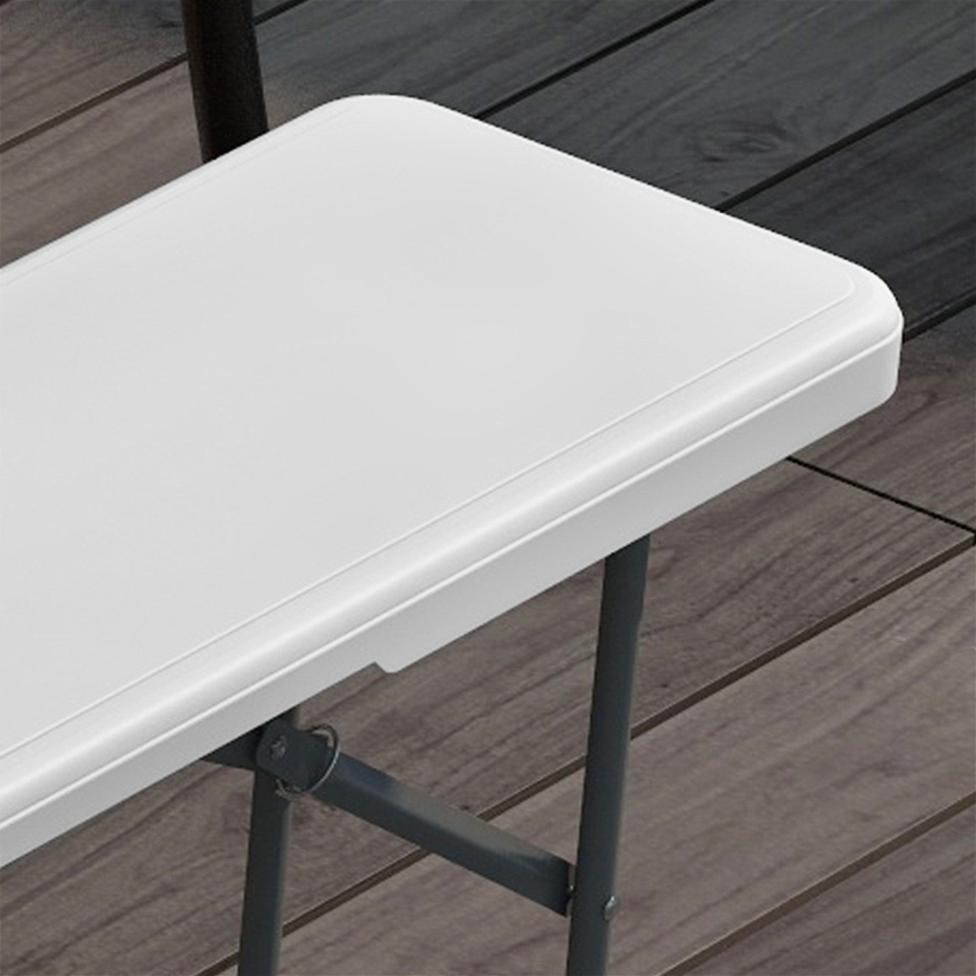 Folding Garden Bench 3-Seater Outdoor Bench with Steel Frame Load 360 kg for Patio Terrace Balcony Camping 183x28x43 cm White