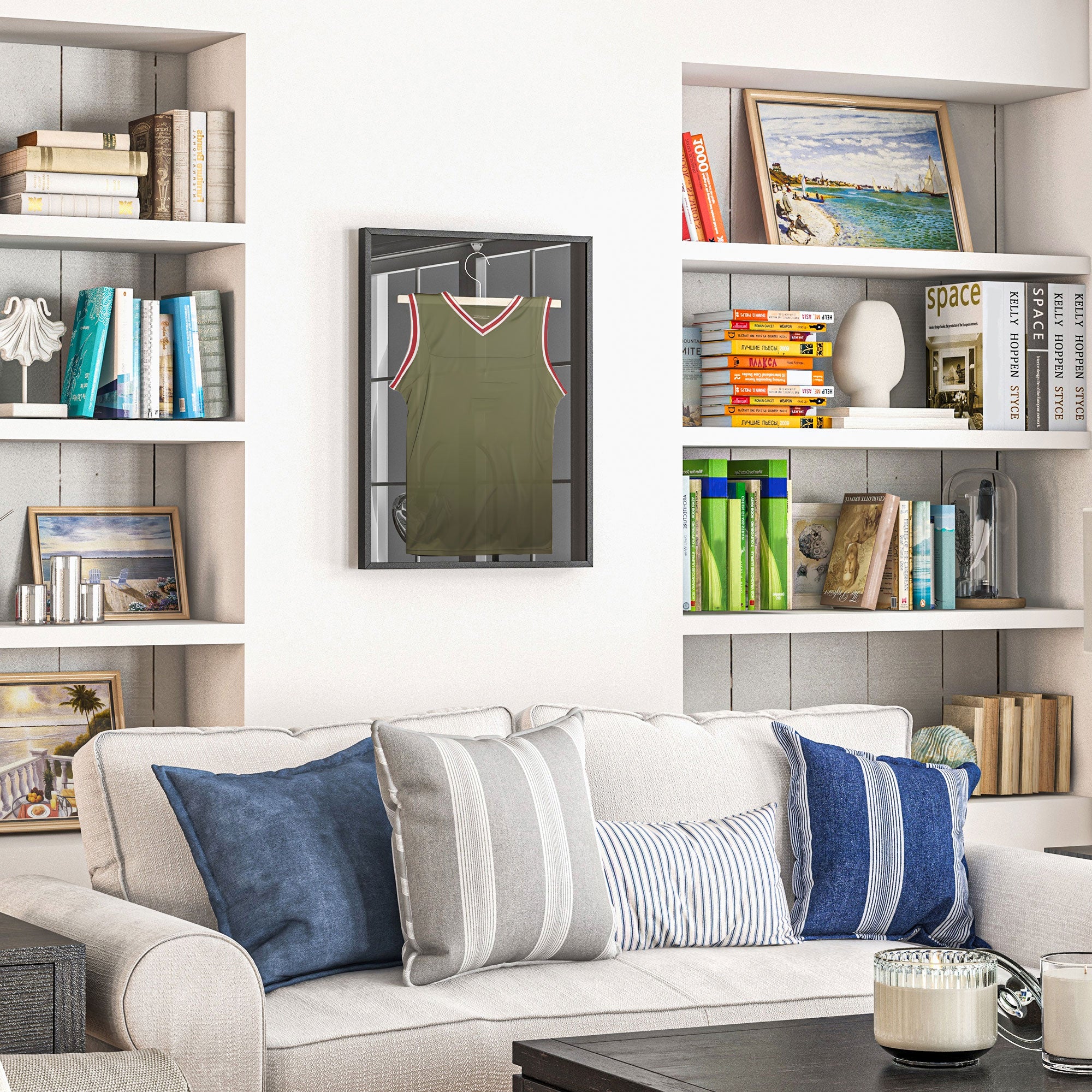 Frame box T-frame jersey frame in aluminum and UV protection acrylic, 60 x 80 cm