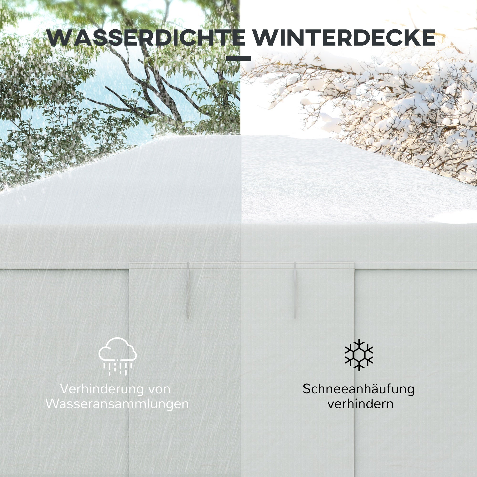 Replacement Roof Set for Garden Gazebo with 2 Side Walls, Waterproof Replacement Cover for Garden Pavilion, Garden Tent, White