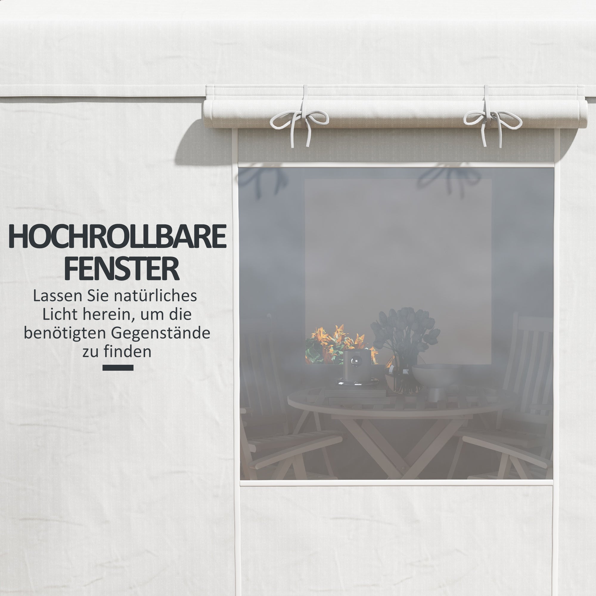 Replacement Roof Set for Garden Gazebo with 2 Side Walls, Waterproof Replacement Cover for Garden Pavilion, Garden Tent, White