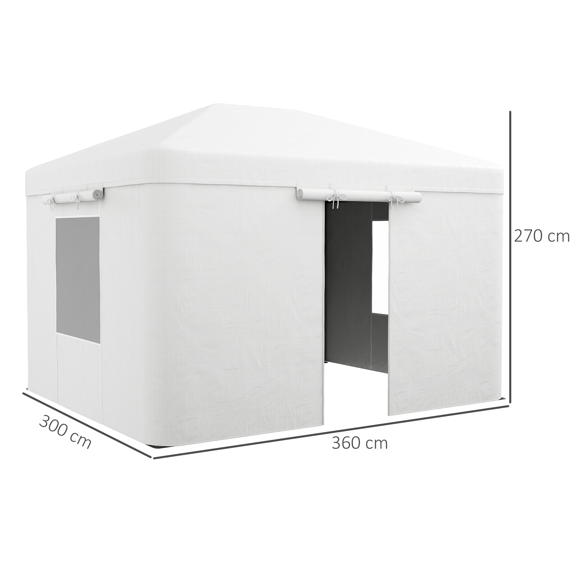 Replacement Roof Set for Garden Gazebo with 2 Side Walls, Waterproof Replacement Cover for Garden Pavilion, Garden Tent, White