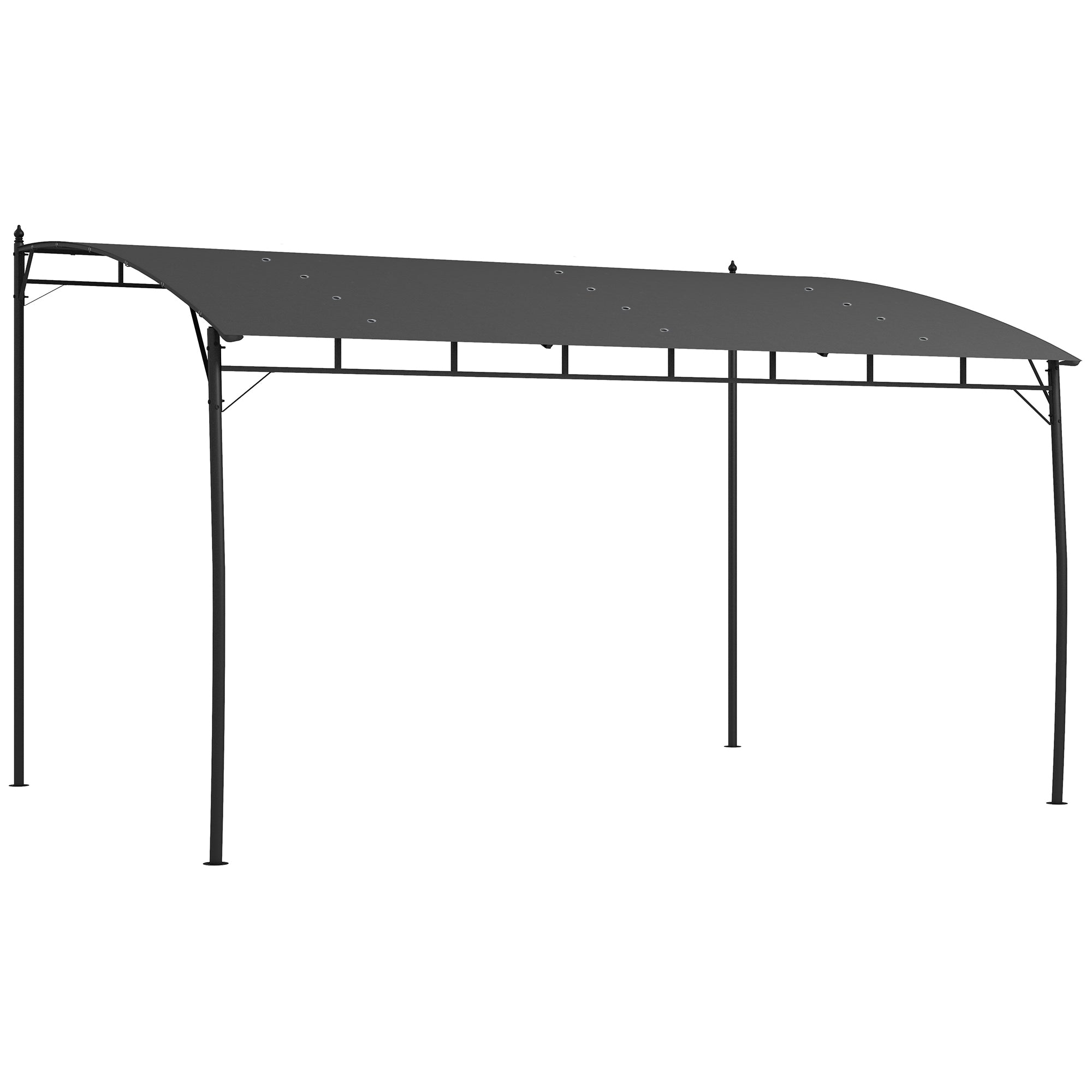 Pergola Gazebo with 12 Drainage Holes, Metal Pergola with Polyester Canopy, 8 Expansion Screws and 8 Ground Stakes, 400x296x200/262 cm, Dark Gray
