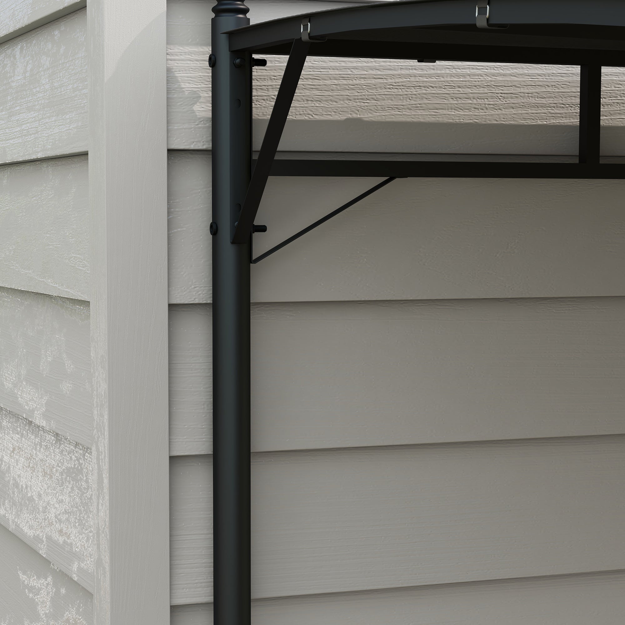 Pergola Gazebo with 12 Drainage Holes, Metal Pergola with Polyester Canopy, 8 Expansion Screws and 8 Ground Stakes, 400x296x200/262 cm, Dark Gray