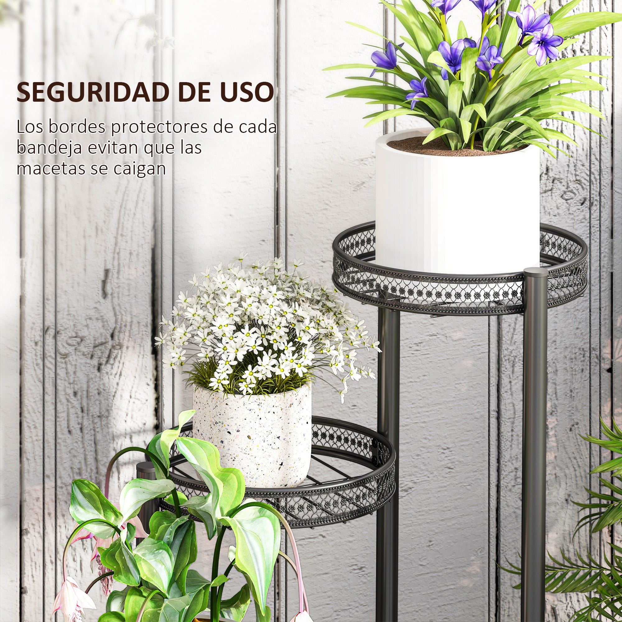 4-Tier Plant Stand Corner Plant Shelf Steel Plant Stand for Pots Indoor and Outdoor 25x25x80 cm Black