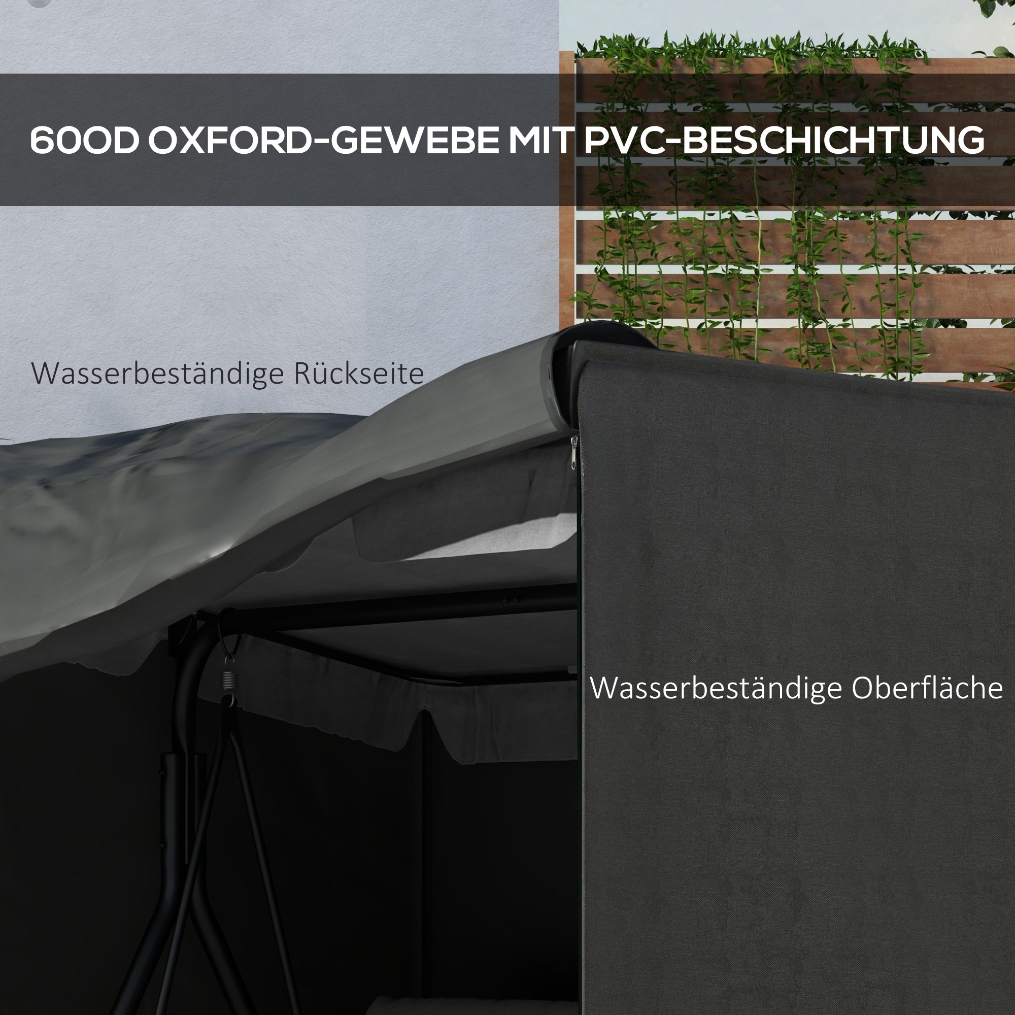 Hollywood Swing Cover 3 Seater, Water Repellent Winterproof Protective Cover for Garden Swing, UV Resistant Tarpaulin, Cover, Tear-Resistant 420D Oxford Fabric, 177x114x152cm Dark Gray