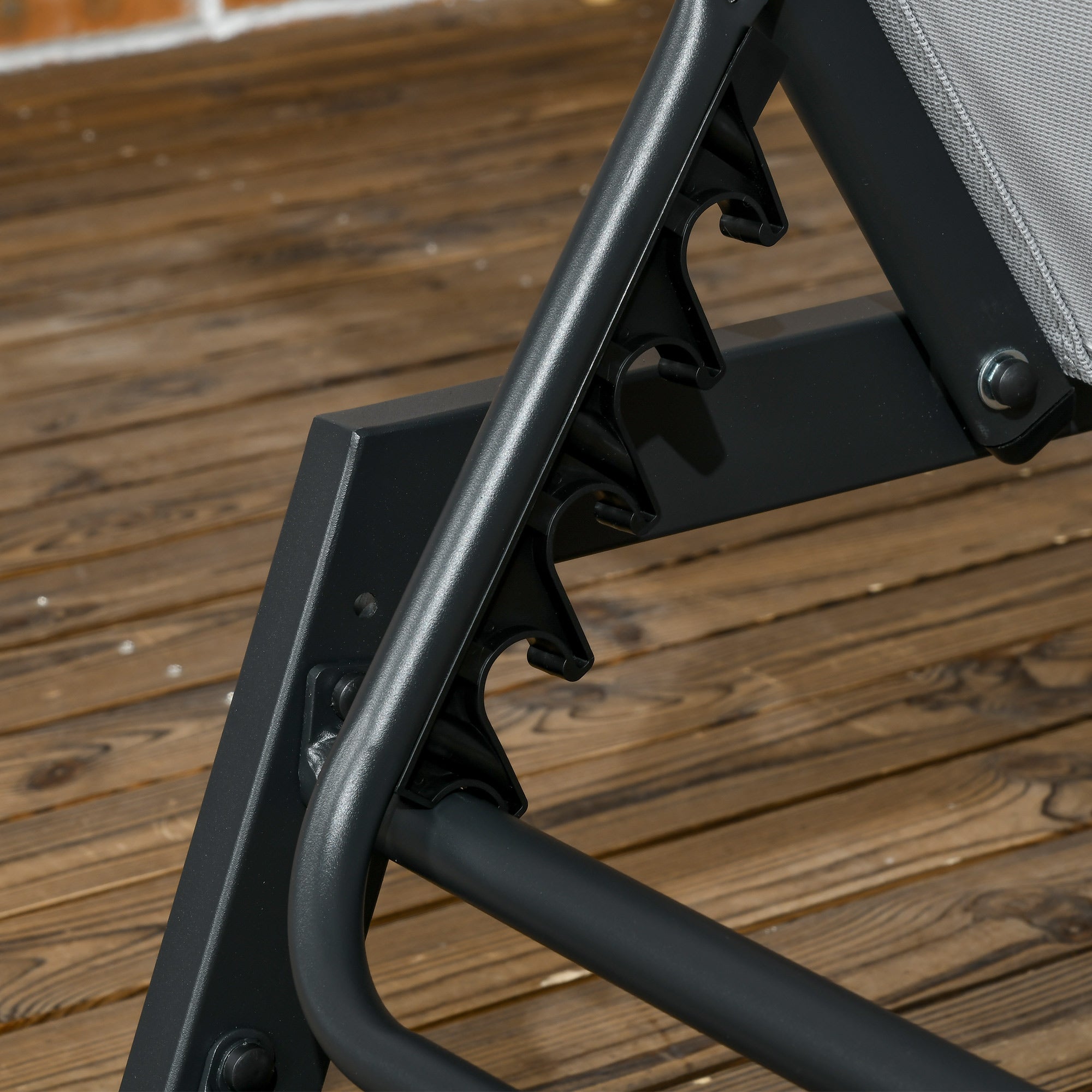 Aluminum and Textilene Sun Lounger with Wheels and Adjustable Multi-Position Backrest Light Gray