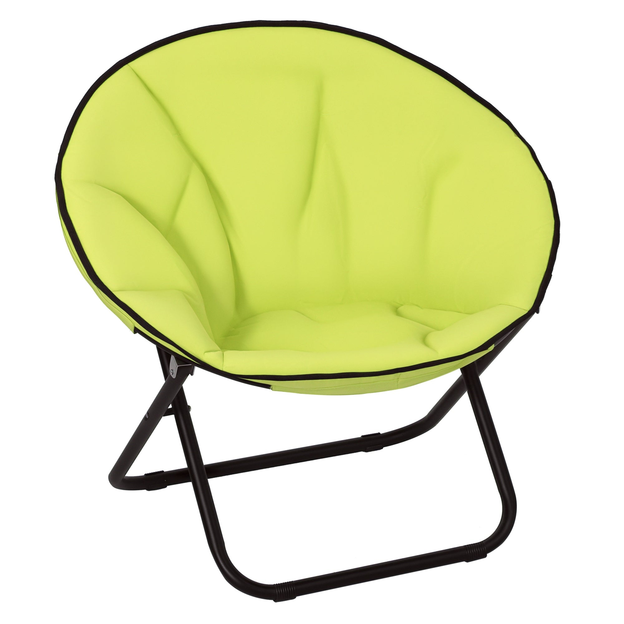 Folding Camping Chair Camp Chair with Backrest, Folding Chair up to 120kg, Padded Moon Chair Extra Wide, Foldable Outdoor Chair for Garden, Balcony, Camping, Yellow