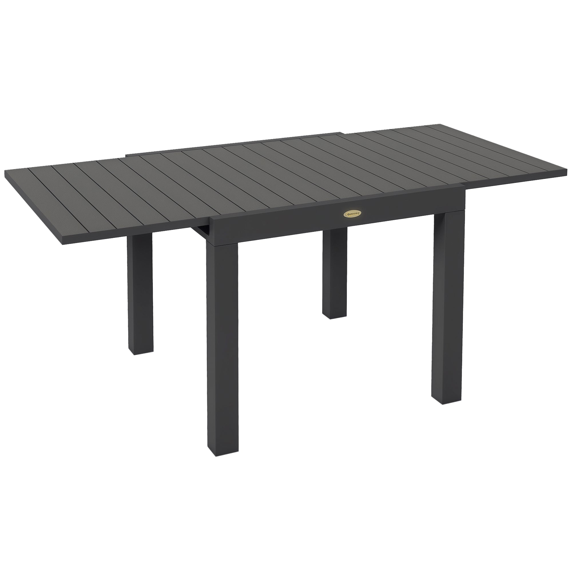 Garden Table Dining Table for 6 People Patio Table Expandable Balcony Table up to 70 kg load capacity Aluminum Gray 81/162 x 80 x 75 cm