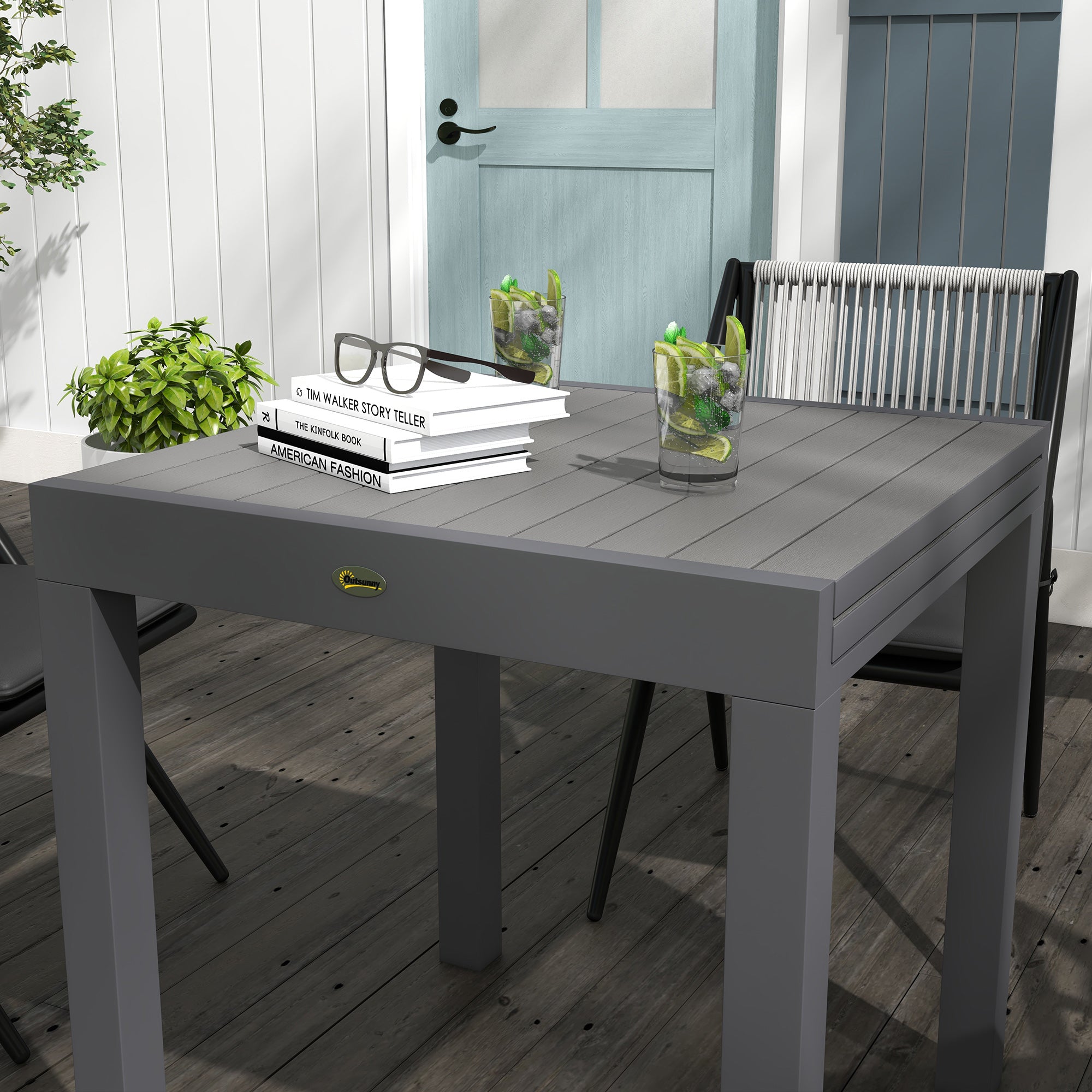 Garden Table Dining Table for 6 People Patio Table Expandable Balcony Table up to 70 kg load capacity Aluminum Gray 81/162 x 80 x 75 cm