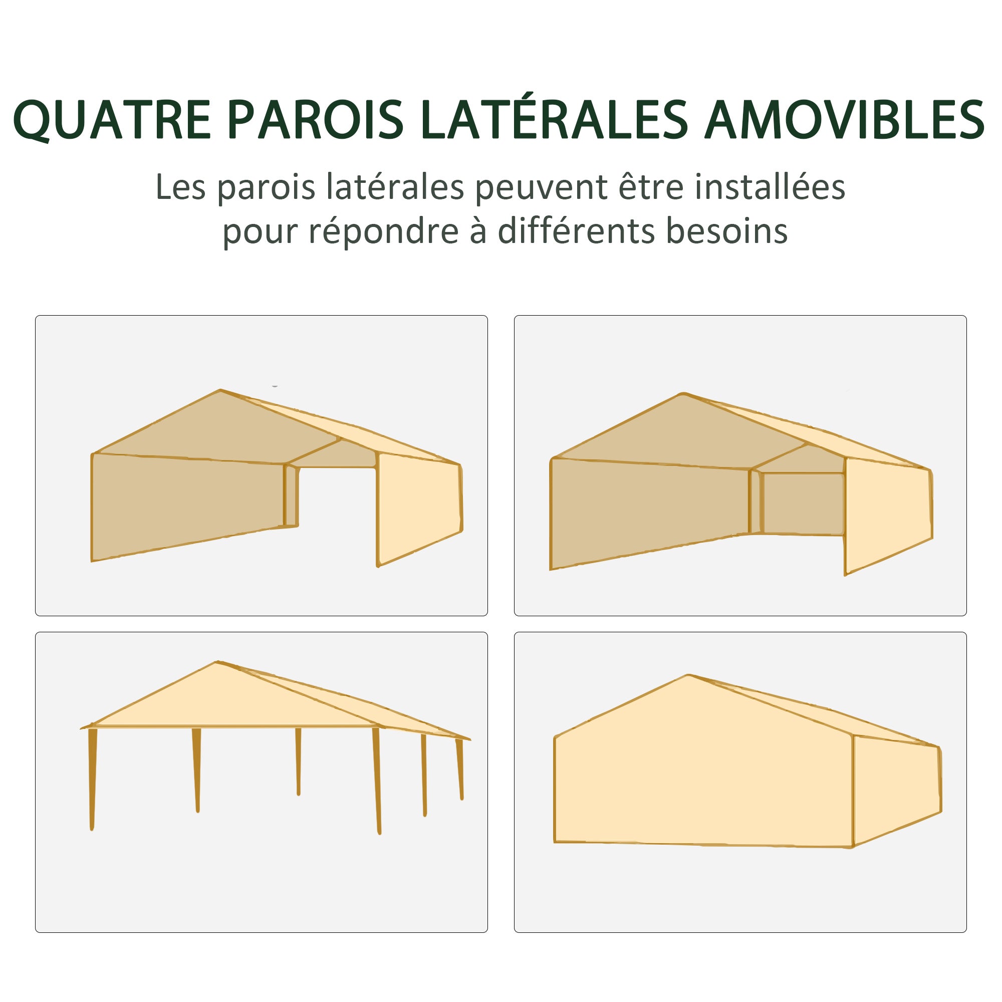 Outdoor Reception Tent Gazebo 6 removable side panels dim. 6L x 3W m, for parties, events, white