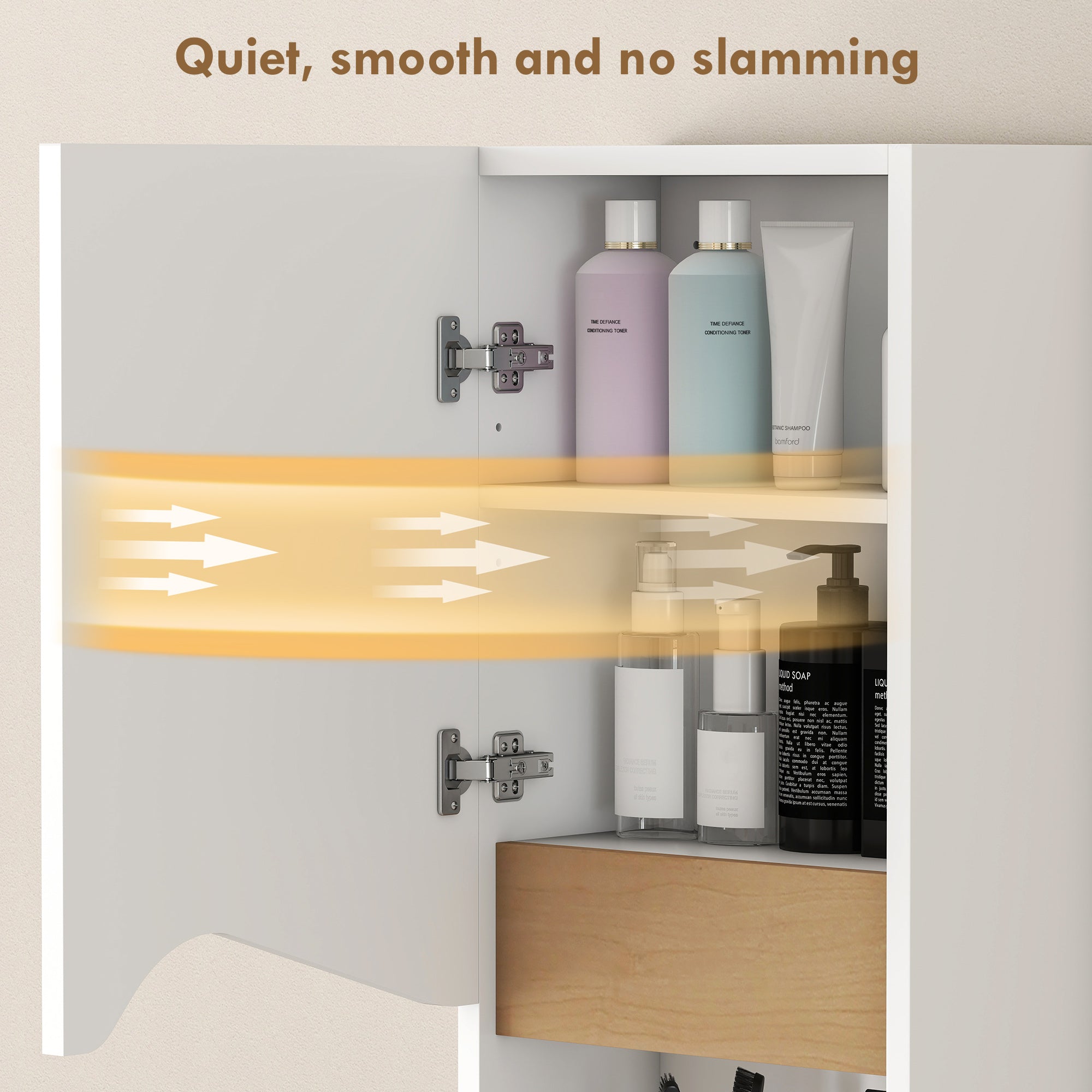 Wall-Mounted Bathroom Cabinet — Soft-Close Door, Adjustable Shelves & Open Compartment, 30 x 17 x 67 cm (11.8" x 6.7" x 26.4") — White