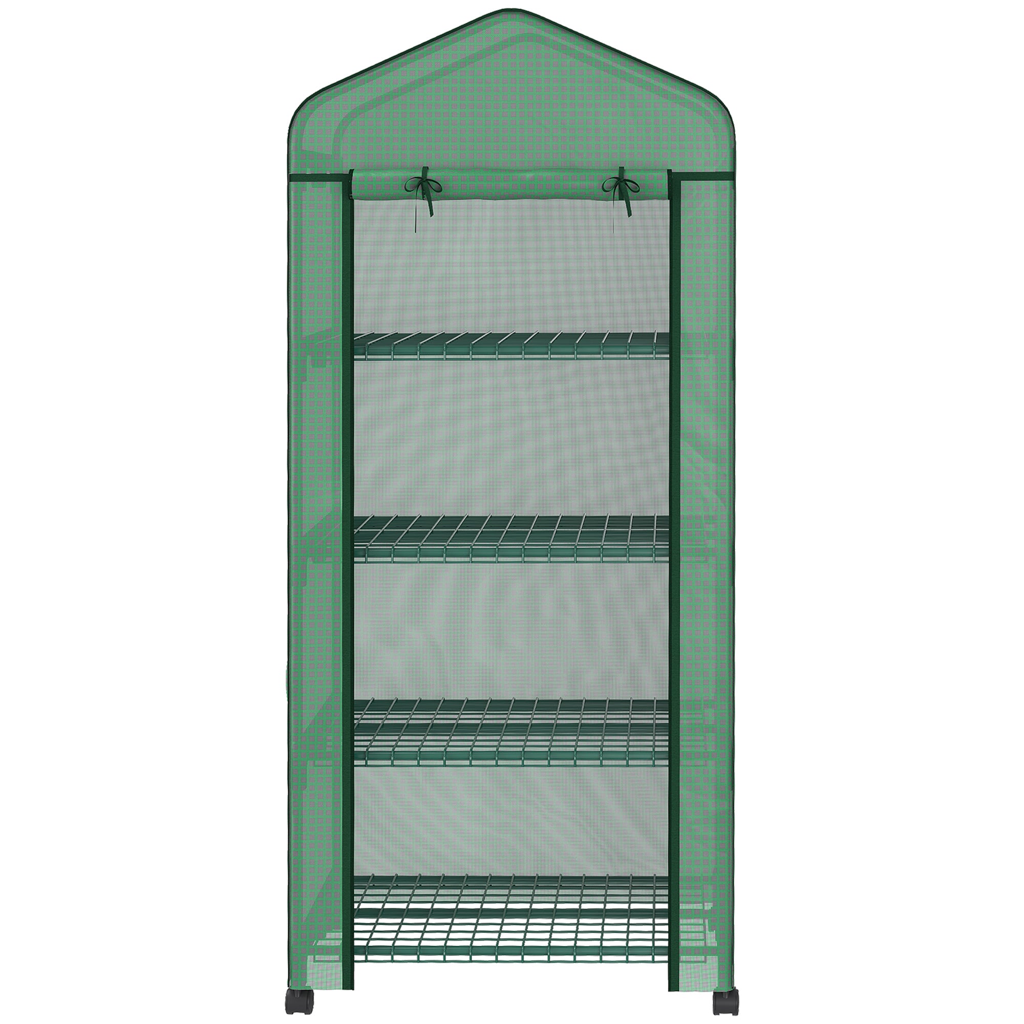 Greenhouse with Rollers, Shelves, Winterproof Steel Foil Greenhouse, Cold Frame for Balcony, Garden, Tomato House 69 x 50 x 165 cm, Tomato Greenhouse for Tomatoes, Flowers, Plants, Green