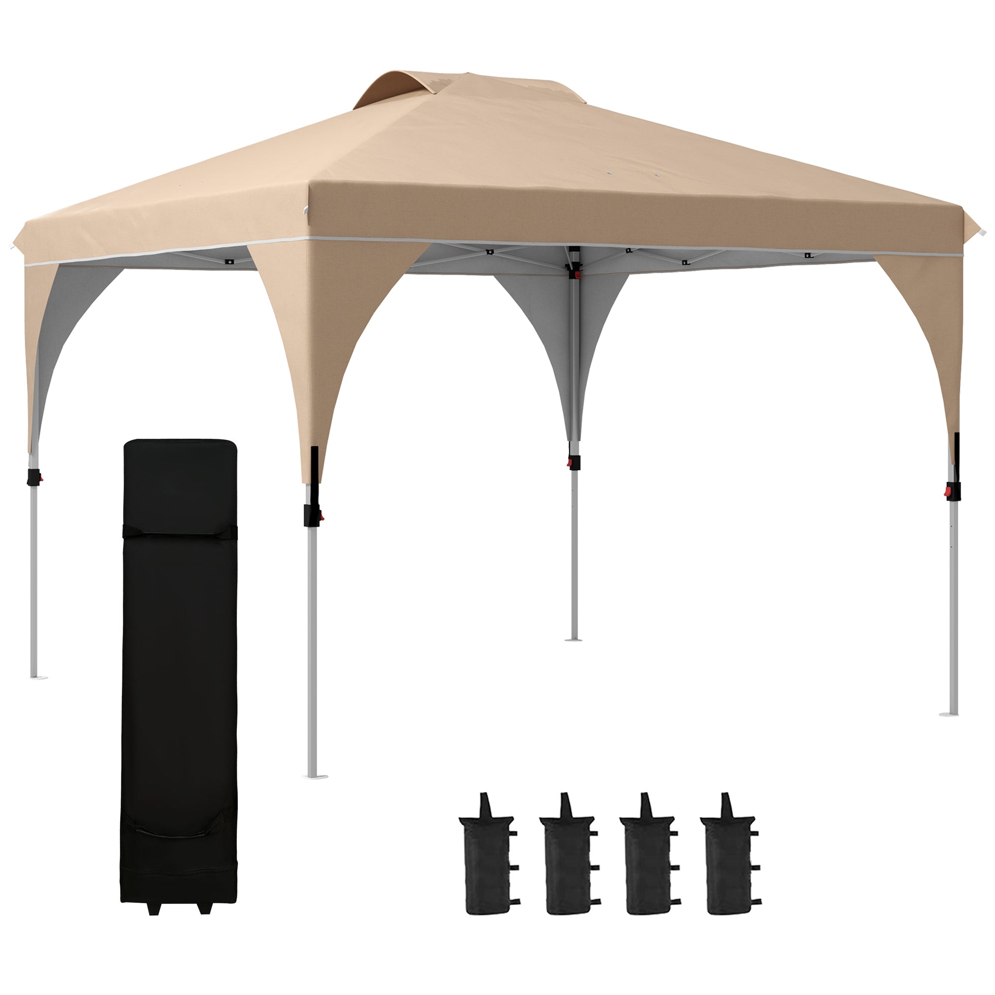 Pop-up Folding Garden Gazebo Pavilion 3 x 3 m with Wheeled Carry Bag, Adjustable Heights
