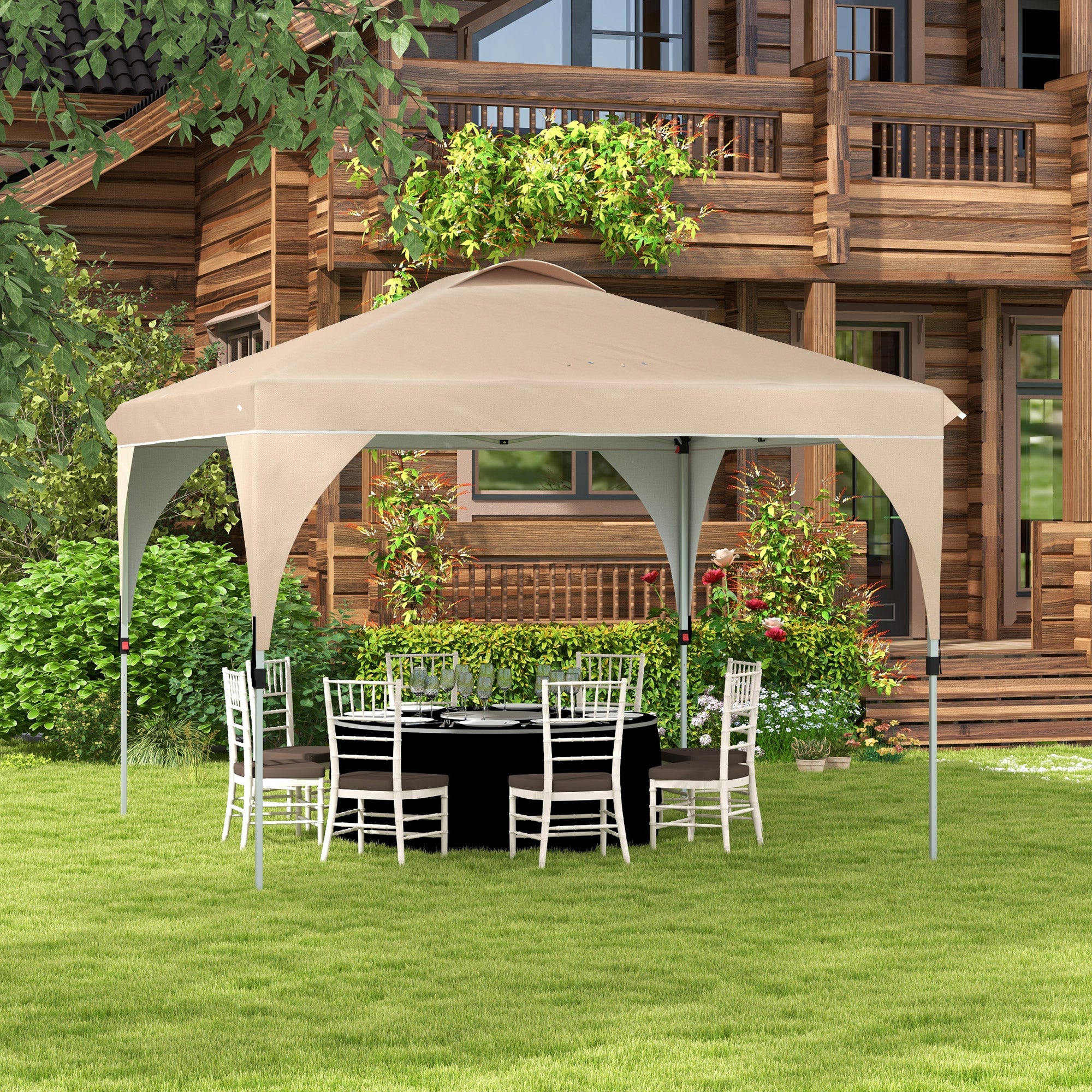 Pop-up Folding Garden Gazebo Pavilion 3 x 3 m with Wheeled Carry Bag, Adjustable Heights