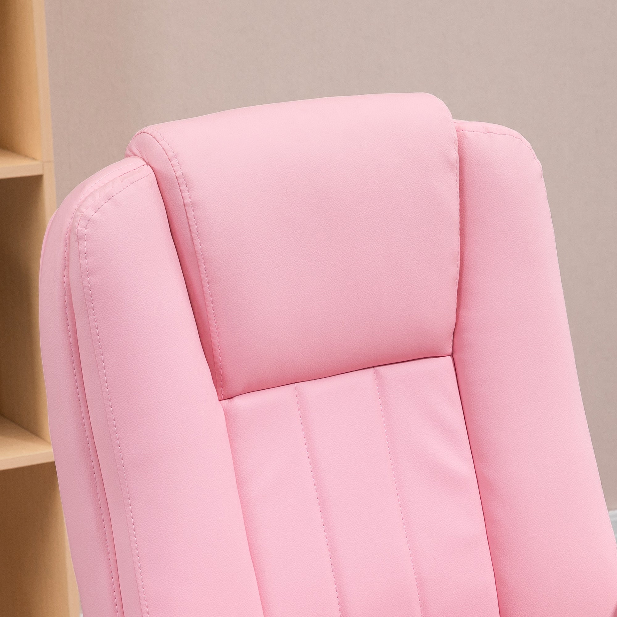Office Chair Executive Chair with Footrest, Reclining Desk Chair with Wheels, Height Adjustable Swivel Chair, Computer Chair for Office, Faux Leather, Pink