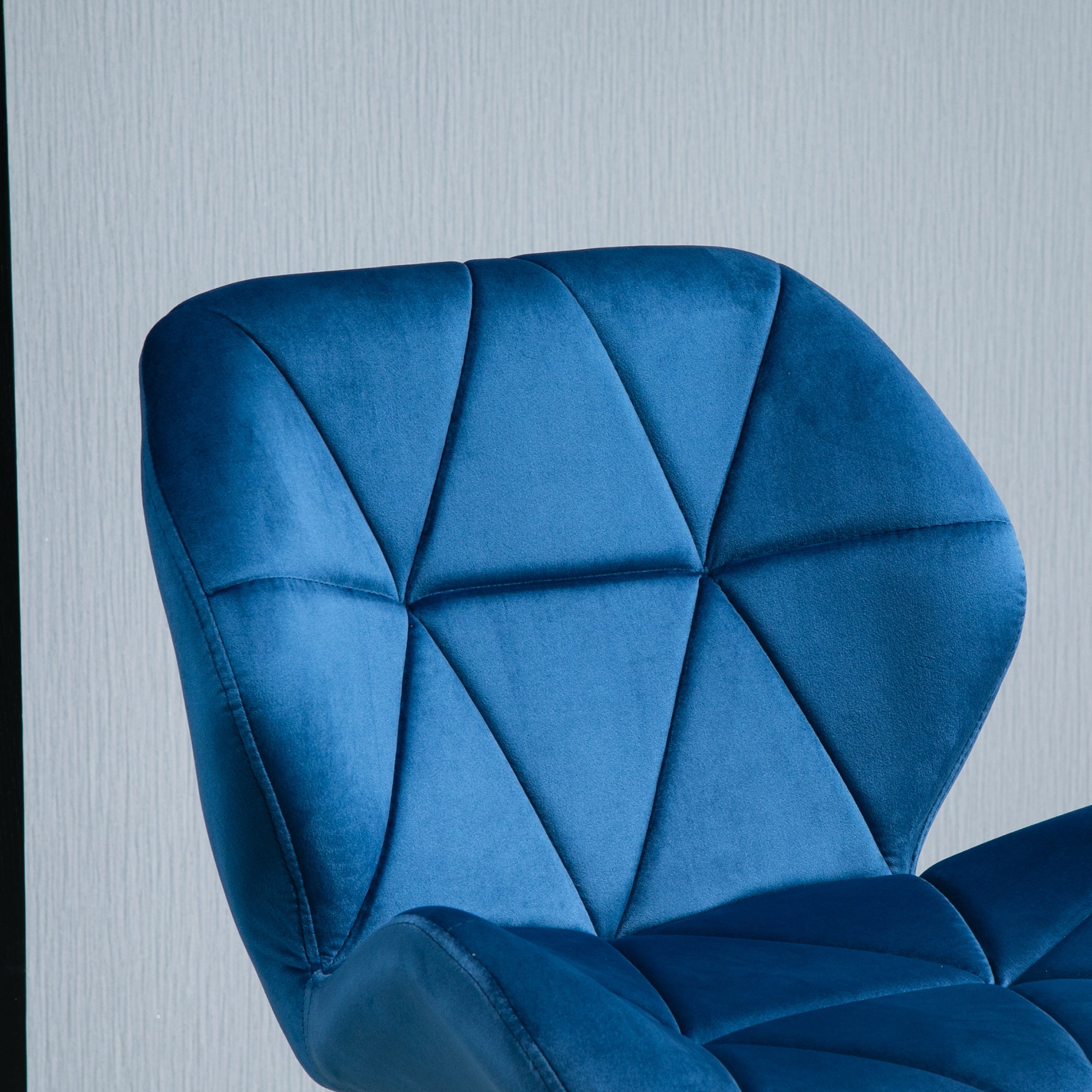 Set of 2 Swivel Bar Stools with Adjustable Height, Velvet Upholstery and Round Base, 51.5x57.5x93-114.5cm, Blue