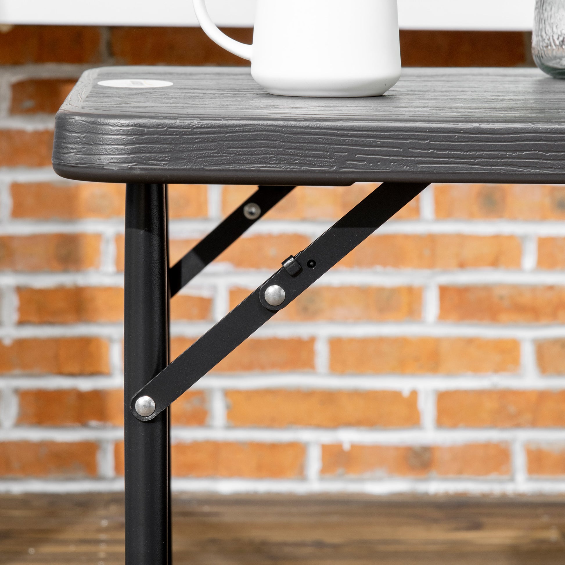 Folding Outdoor Table Plastic 118 x 60 x 74 cm Weatherproof Folding Table, Non-Slip Buffet Table Camping Table Balcony Table Patio Table Outdoor Dining Table for Garden, Patio, Balcony Black